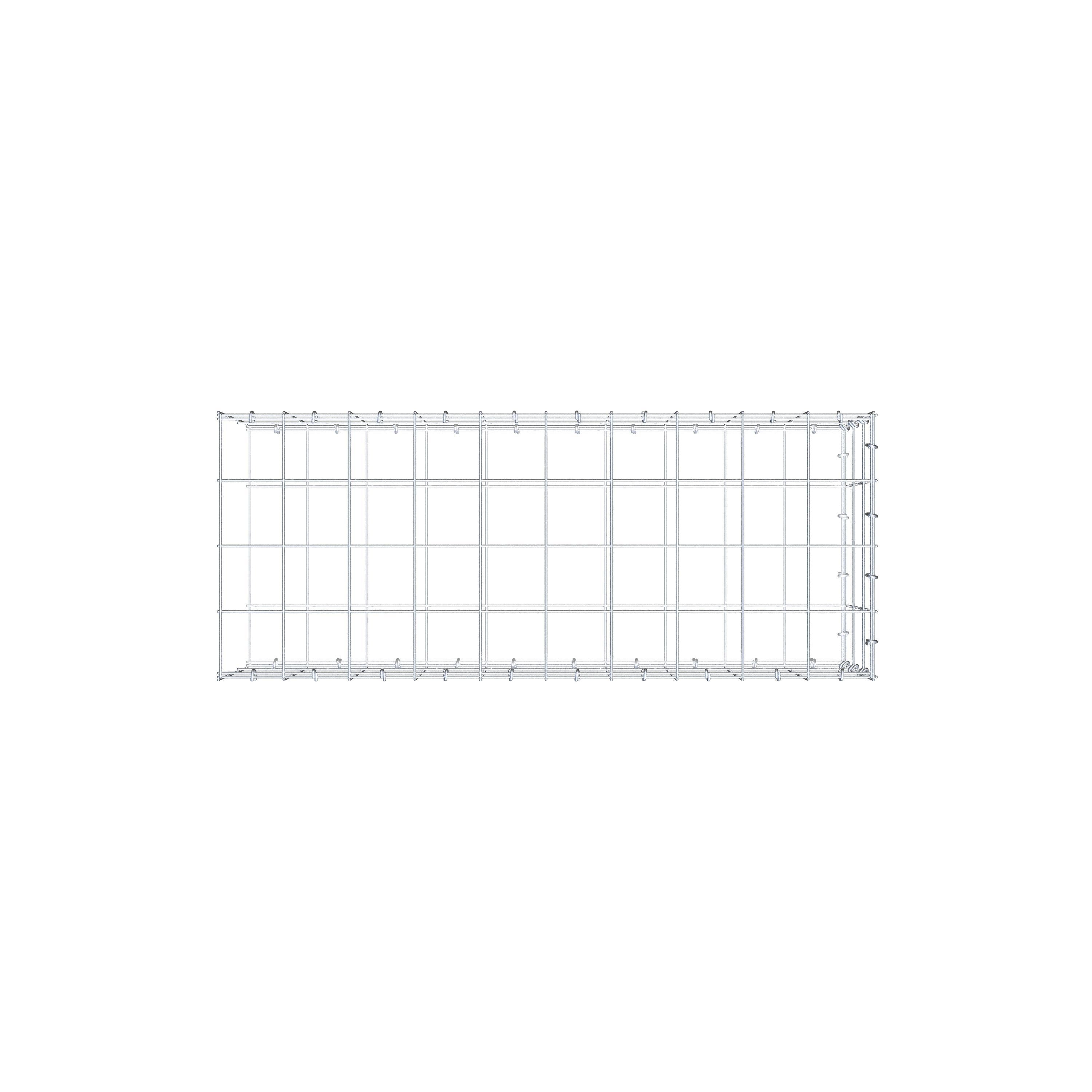 Typ 2 påbyggnadsgabion 100 cm x 30 cm x 40 cm (L x H x D), maskstorlek 10 cm x 10 cm, C-ring