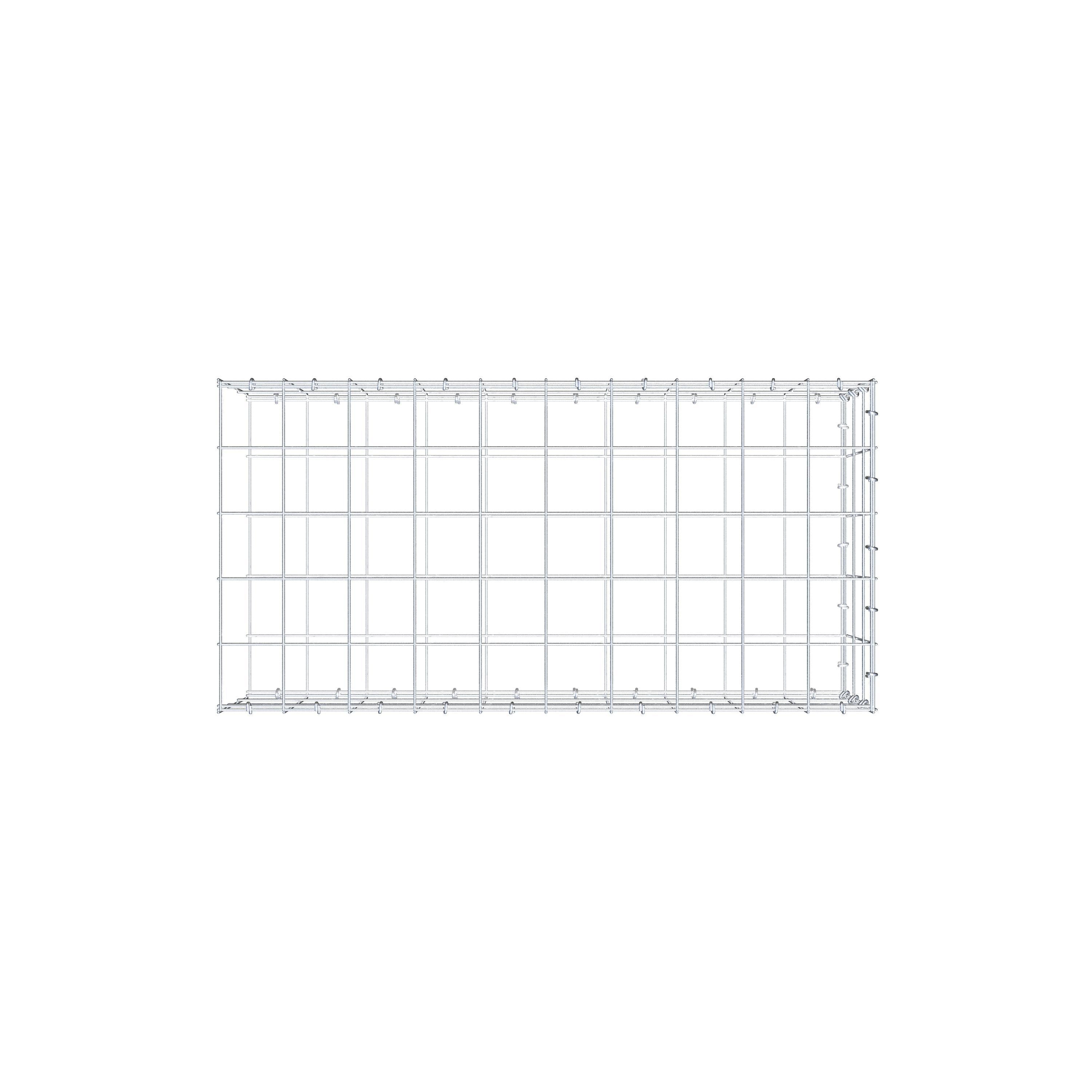 Typ 2 påbyggnadsgabion 100 cm x 30 cm x 50 cm (L x H x D), maskstorlek 10 cm x 10 cm, C-ring