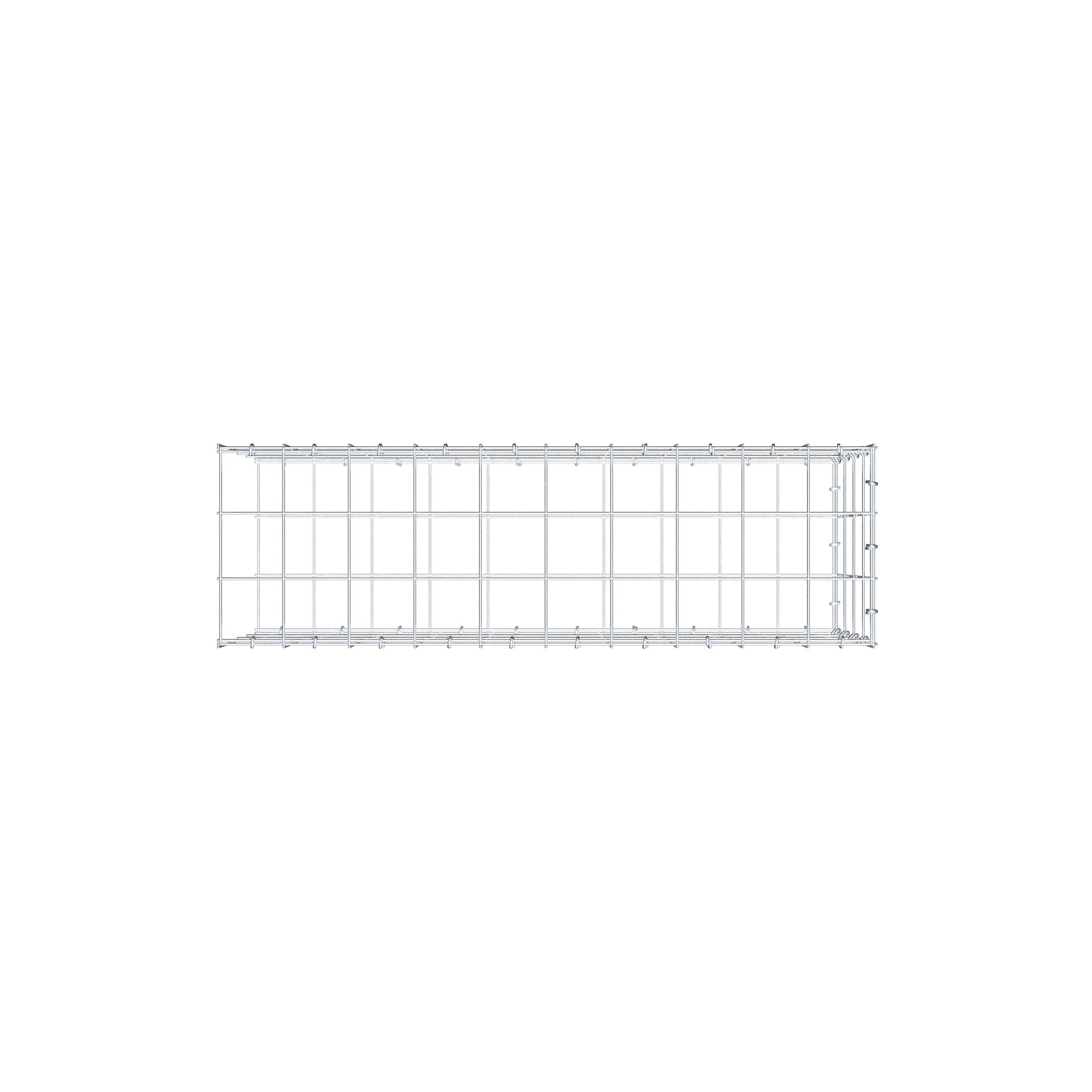 Typ 2 påbyggnadsgabion 100 cm x 40 cm x 30 cm (L x H x D), maskstorlek 10 cm x 10 cm, C-ring