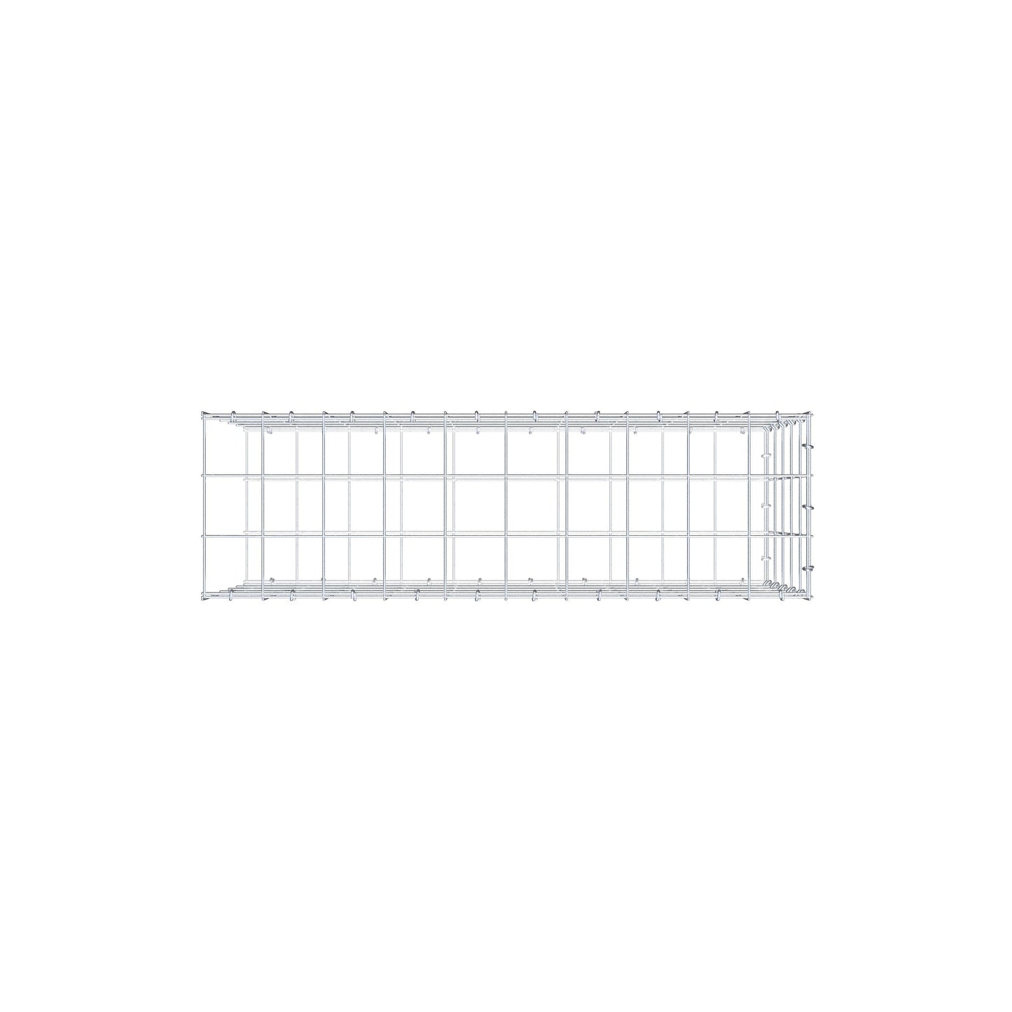 Typ 2 påbyggnadsgabion 100 cm x 50 cm x 30 cm (L x H x D), maskstorlek 10 cm x 10 cm, C-ring