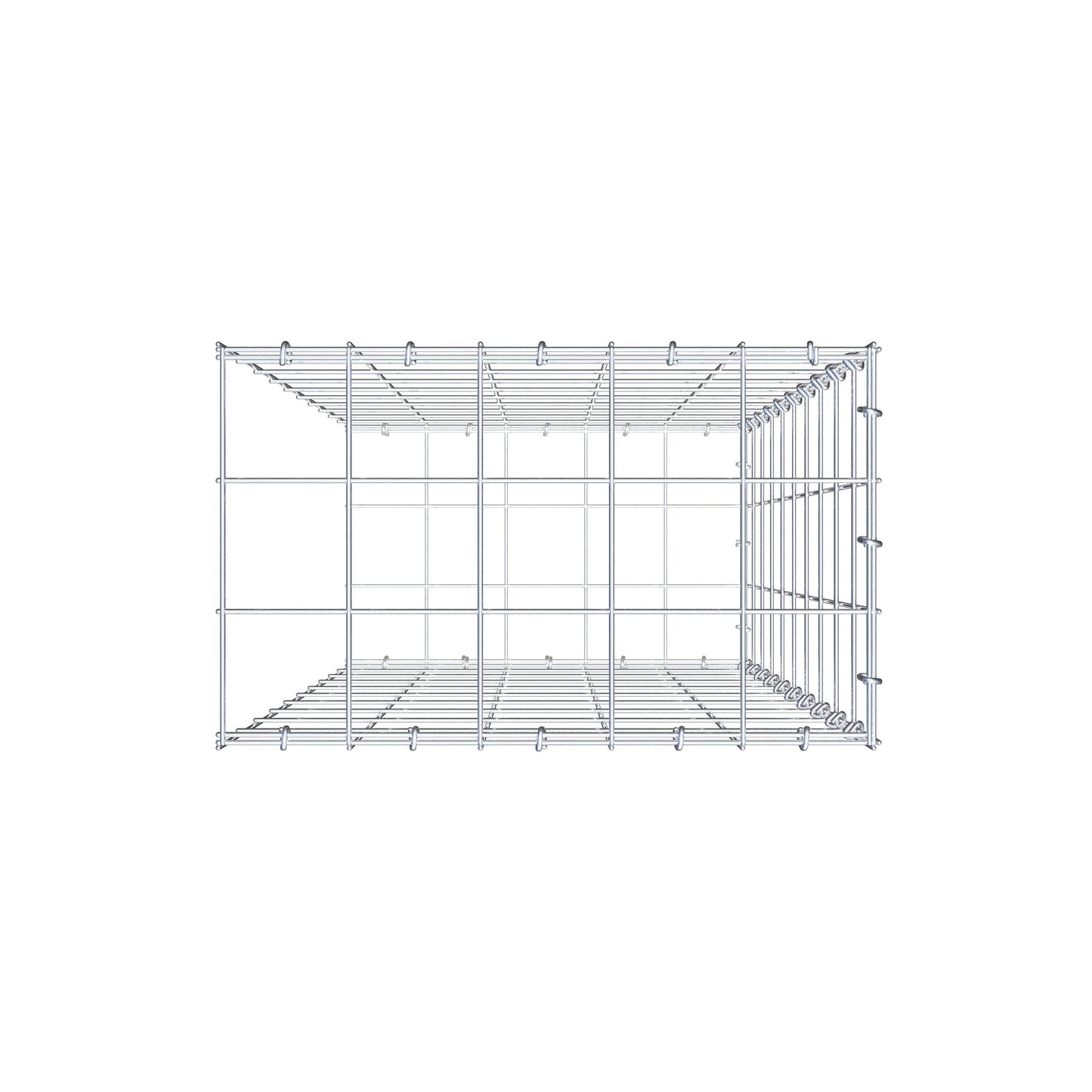 Typ 2 påbyggnadsgabion 100 cm x 50 cm x 30 cm (L x H x D), maskstorlek 10 cm x 10 cm, C-ring