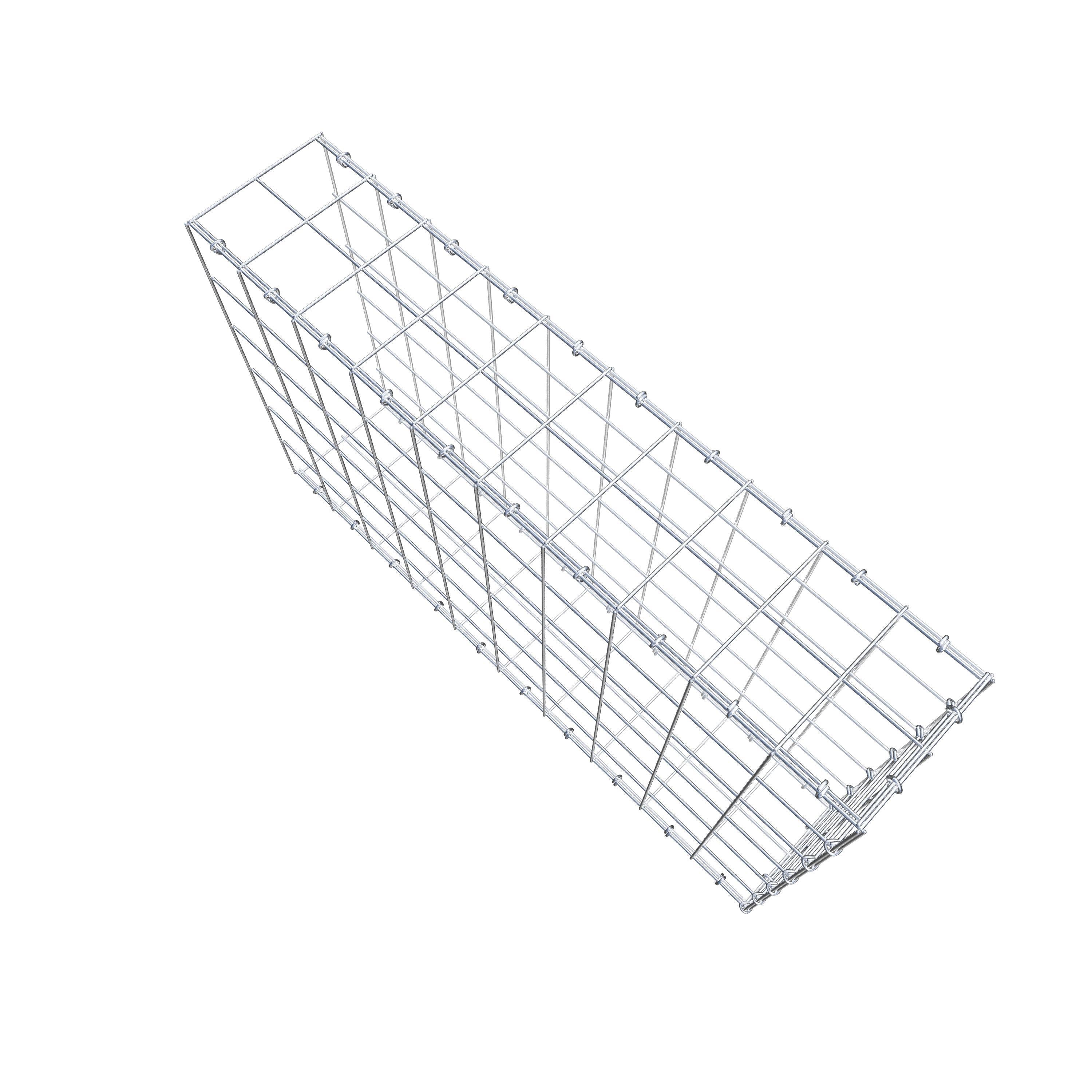 Typ 2 påbyggnadsgabion 100 cm x 60 cm x 20 cm (L x H x D), maskstorlek 10 cm x 10 cm, C-ring