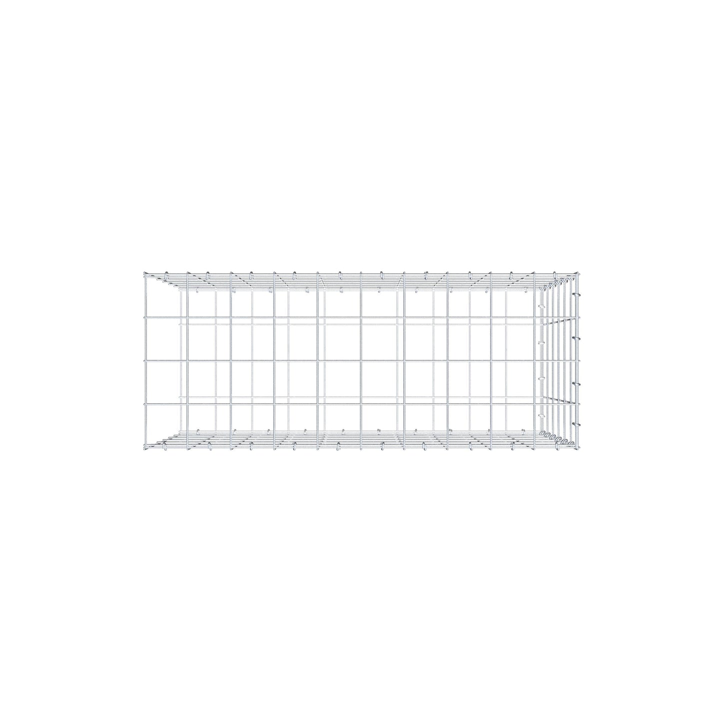 Typ 2 påbyggnadsgabion 100 cm x 60 cm x 40 cm (L x H x D), maskstorlek 10 cm x 10 cm, C-ring