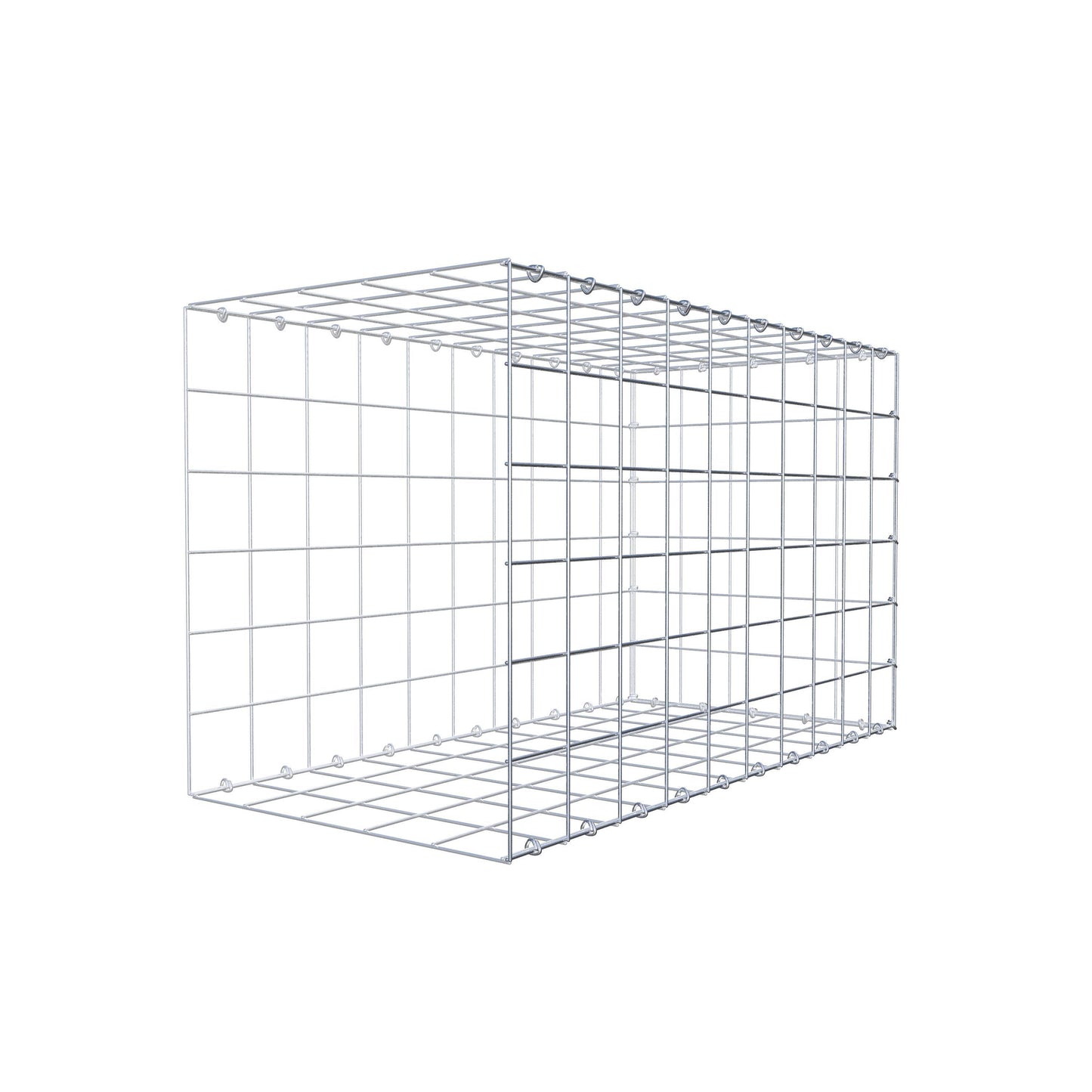 Monteret gabion type 2 100 cm x 60 cm x 50 cm (L x H x D), maskestørrelse 10 cm x 10 cm, C-ring