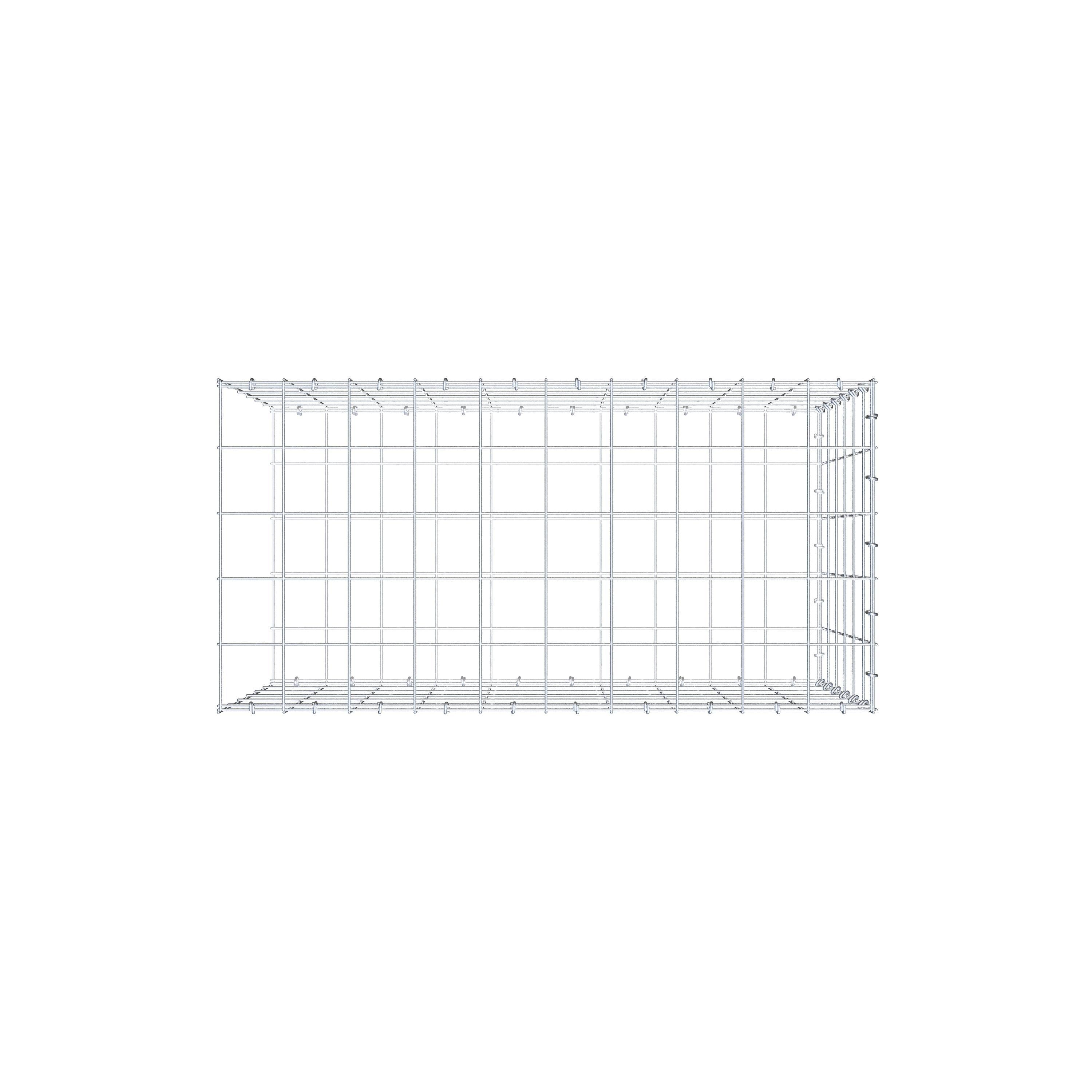 Mounted gabion type 2 100 cm x 60 cm x 50 cm (L x H x D), mesh size 10 cm x 10 cm, C-ring