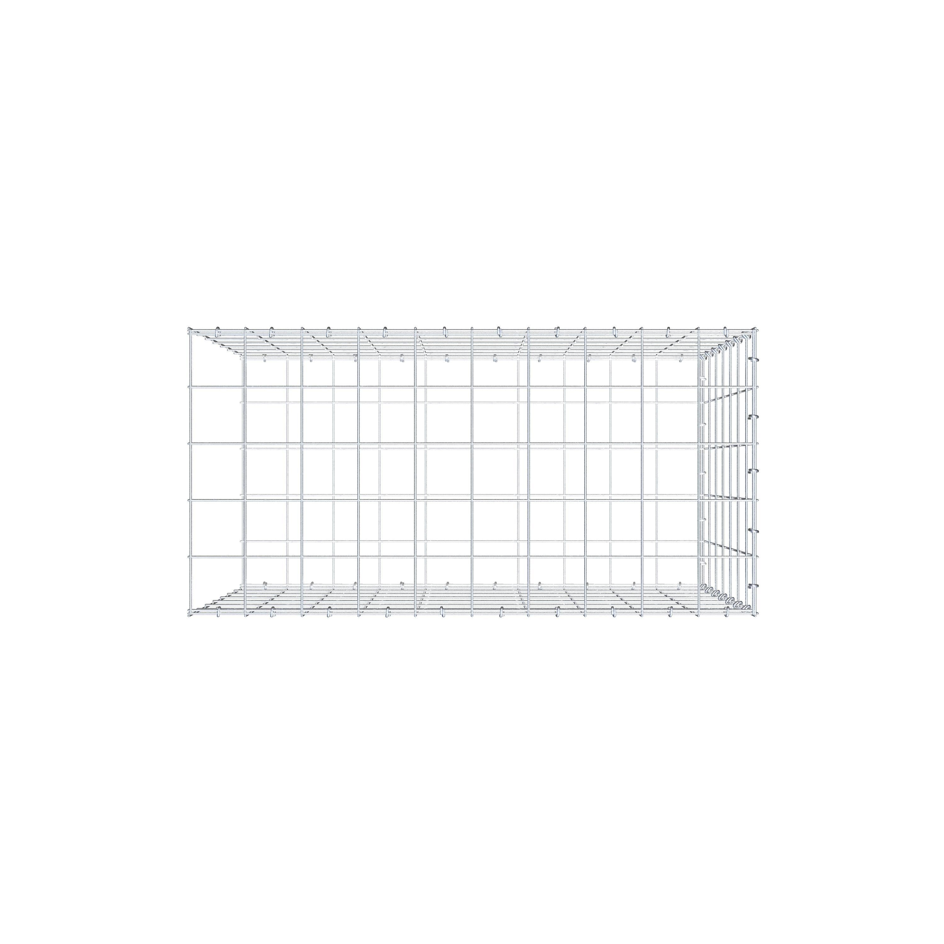 Gavión complementario de tipo 2 100 cm x 70 cm x 50 cm (largo x alto x fondo), malla 10 cm x 10 cm, anillo en C