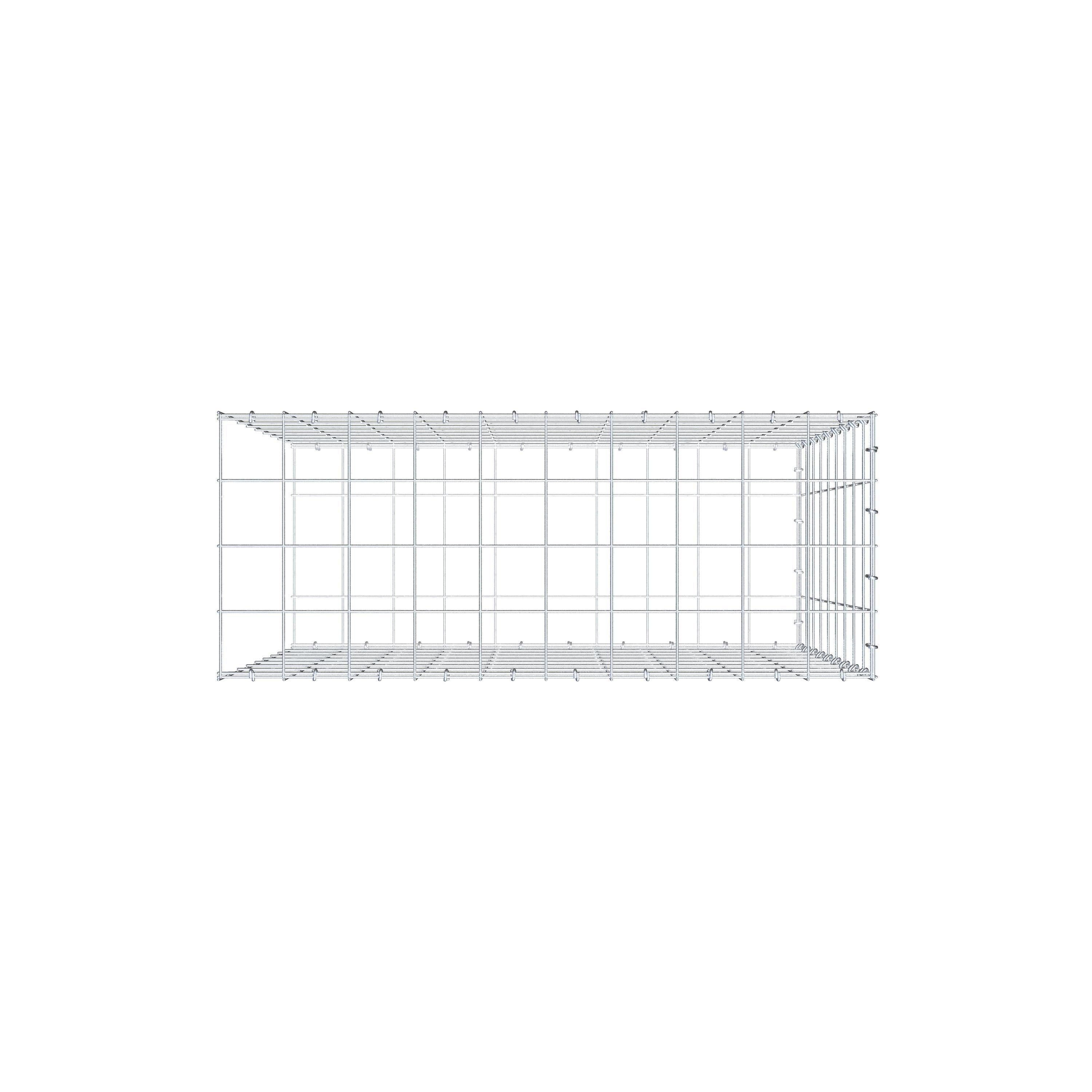 Typ 2 påbyggnadsgabion 100 cm x 90 cm x 40 cm (L x H x D), maskstorlek 10 cm x 10 cm, C-ring