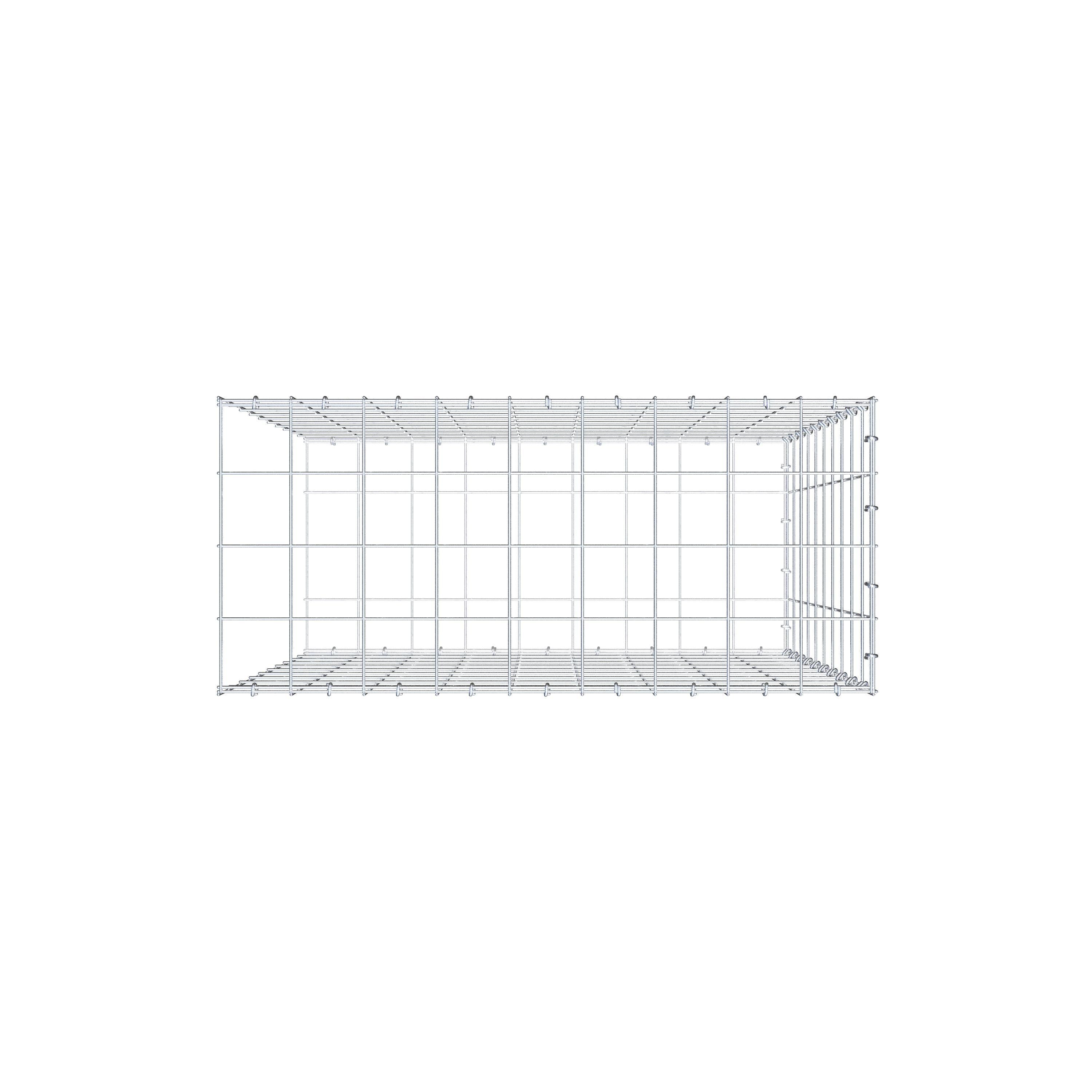 Typ 2 påbyggnadsgabion 100 cm x 90 cm x 40 cm (L x H x D), maskstorlek 10 cm x 10 cm, C-ring