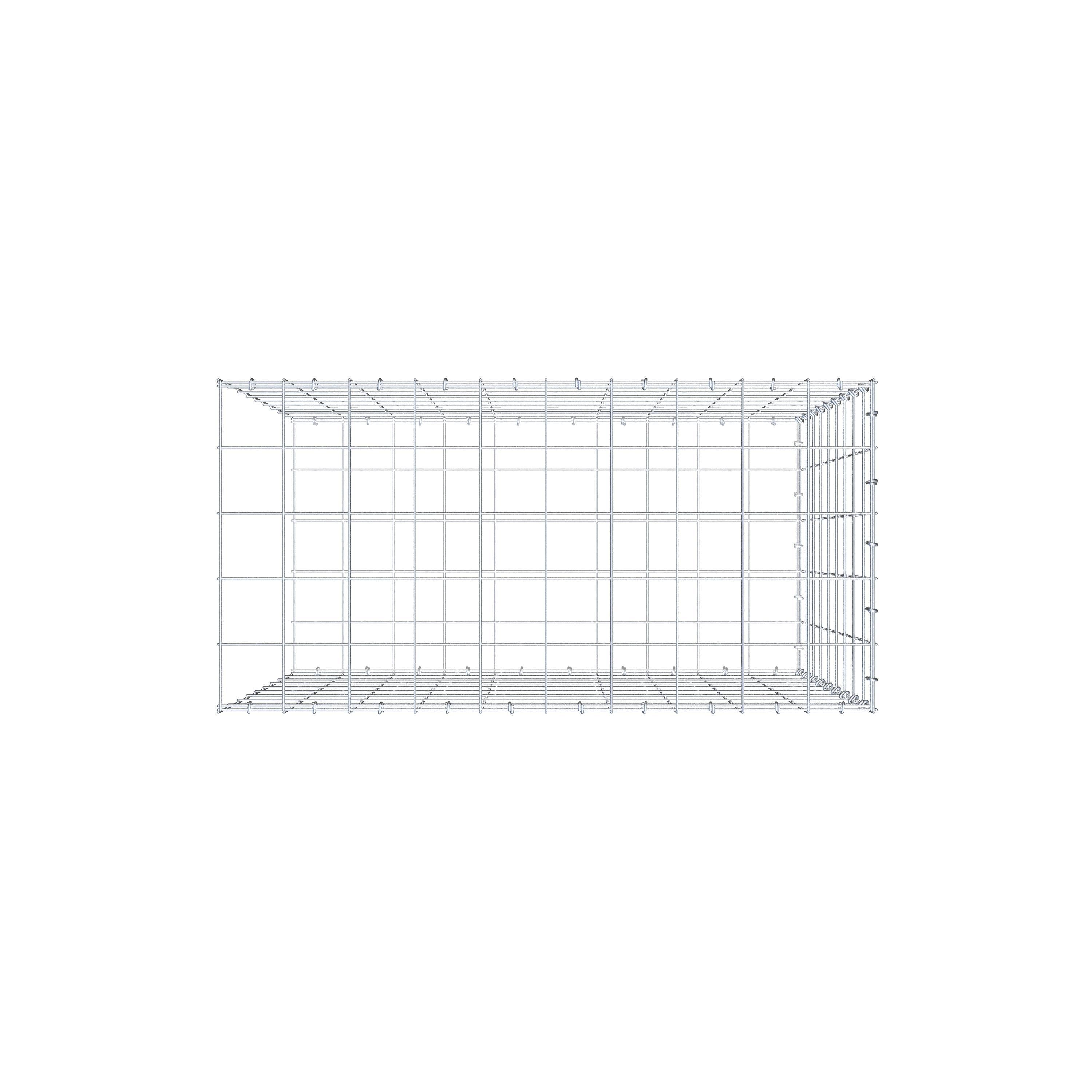 Mounted gabion type 2 100 cm x 90 cm x 50 cm (L x H x D), mesh size 10 cm x 10 cm, C-ring