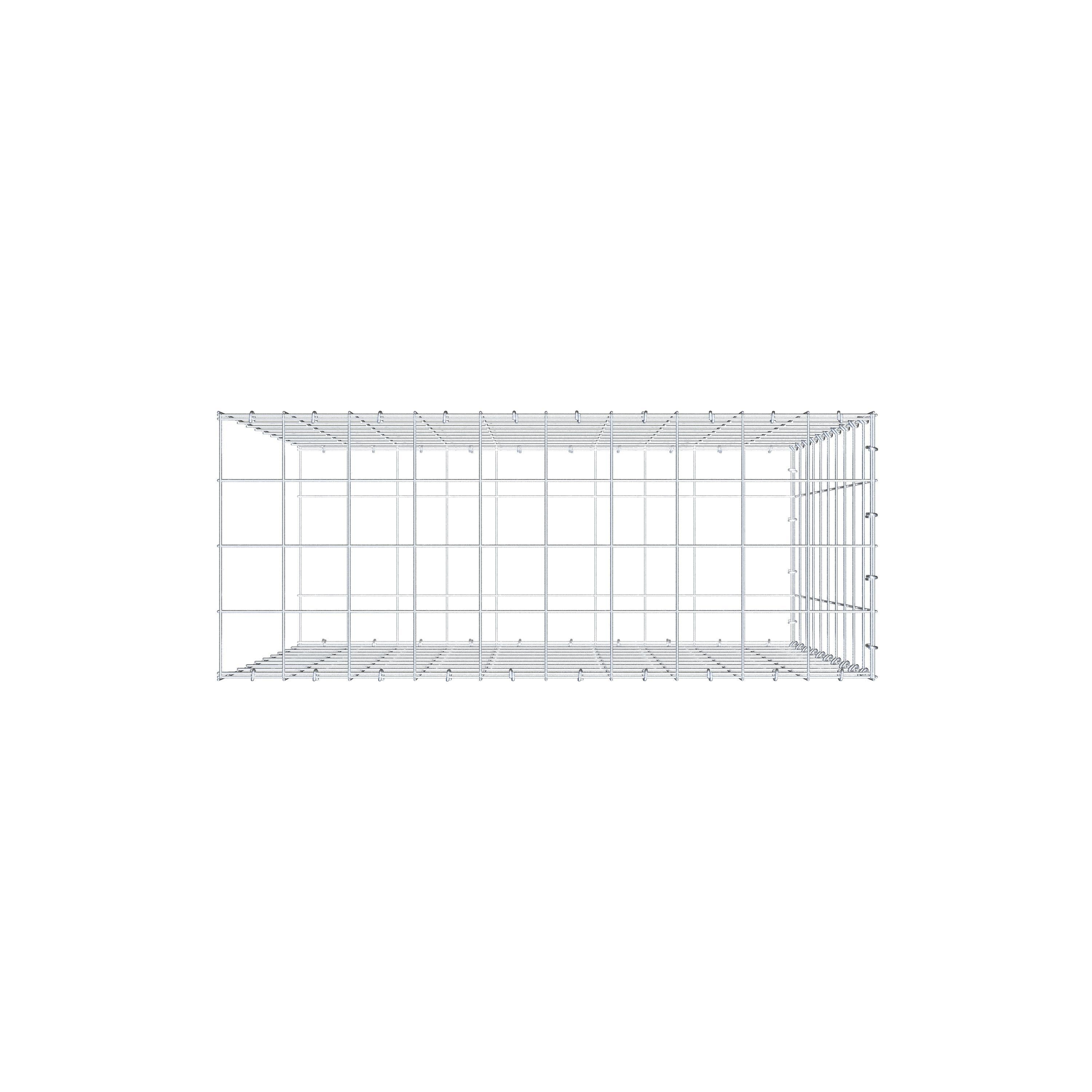 Mounted gabion type 2 100 cm x 100 cm x 40 cm (L x H x D), mesh size 10 cm x 10 cm, C-ring