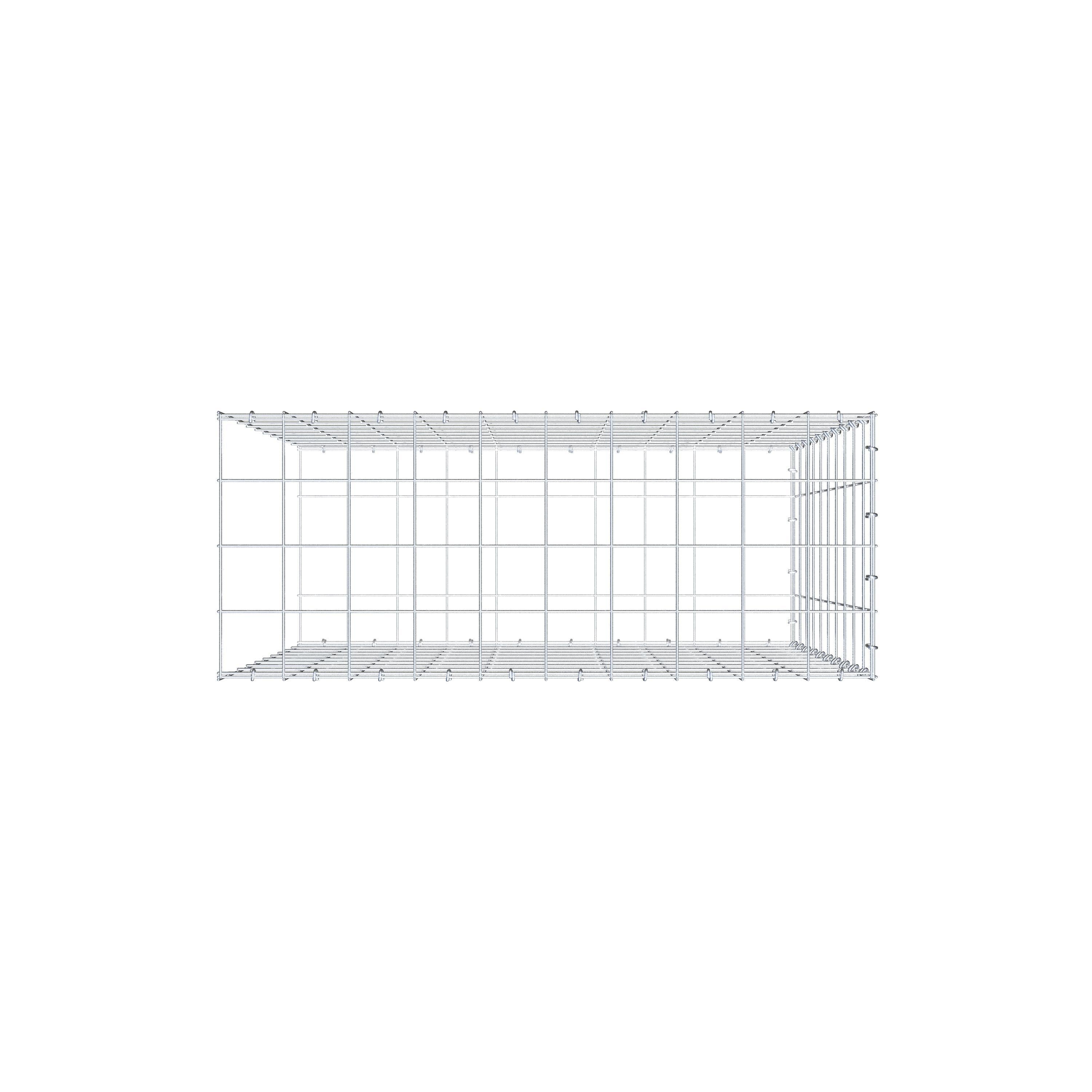 Gabião Tipo 2 100 cm x 100 cm x 40 cm (C x A x P), malhagem 10 cm x 10 cm, anel C