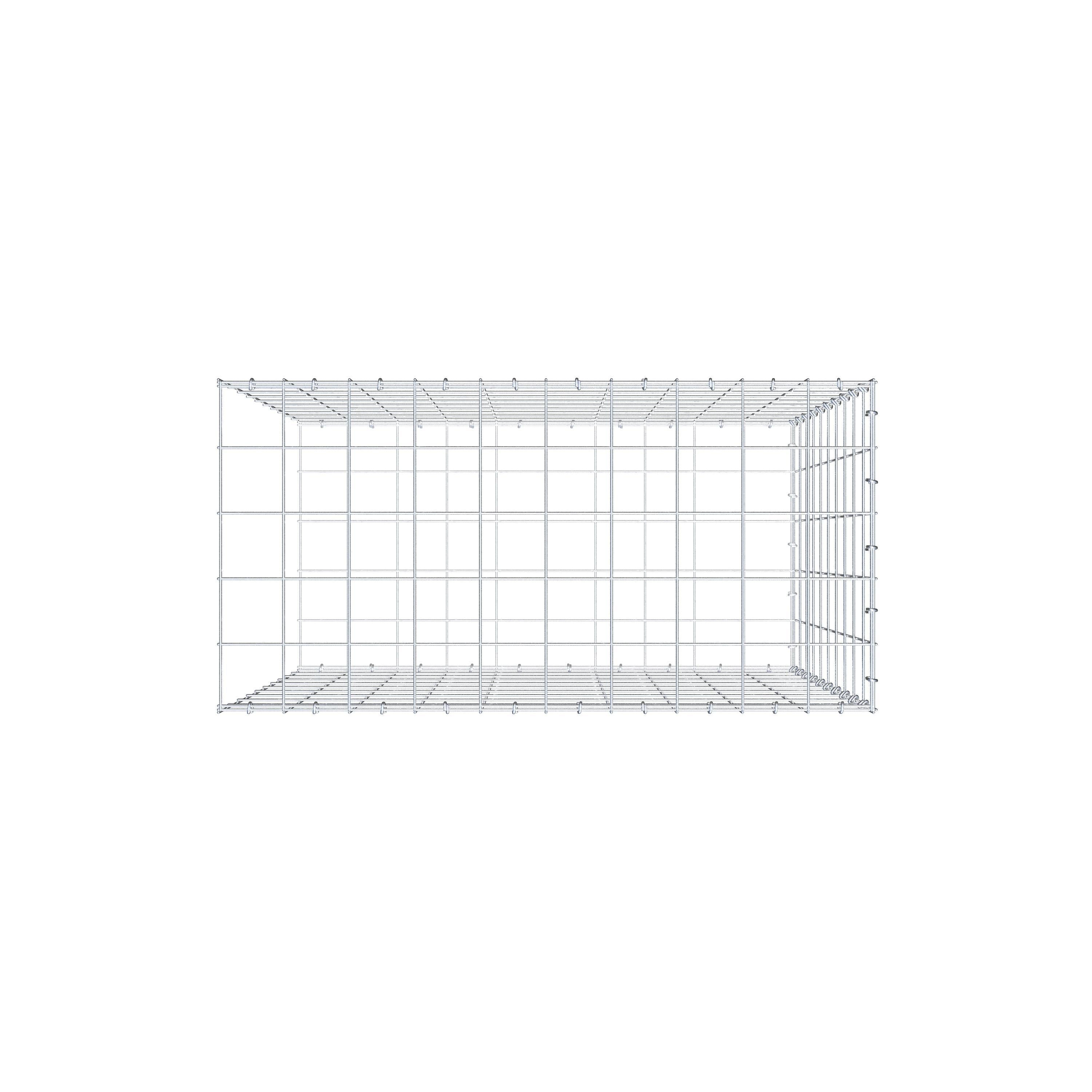 Mounted gabion type 2 100 cm x 100 cm x 50 cm (L x H x D), mesh size 10 cm x 10 cm, C-ring