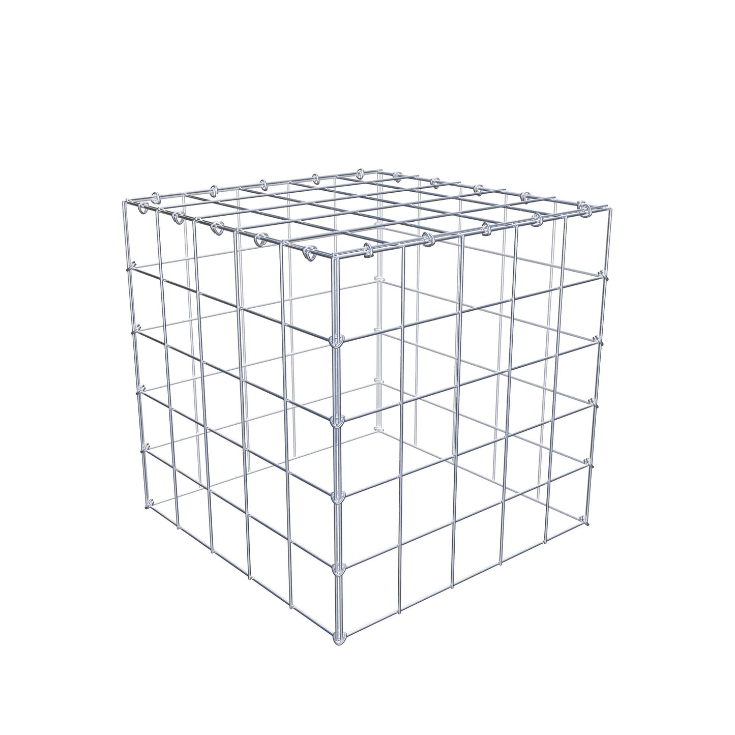 Opbouw schanskorf type 3 50 cm x 50 cm x 50 cm (L x H x D), maaswijdte 10 cm x 10 cm, C-ring