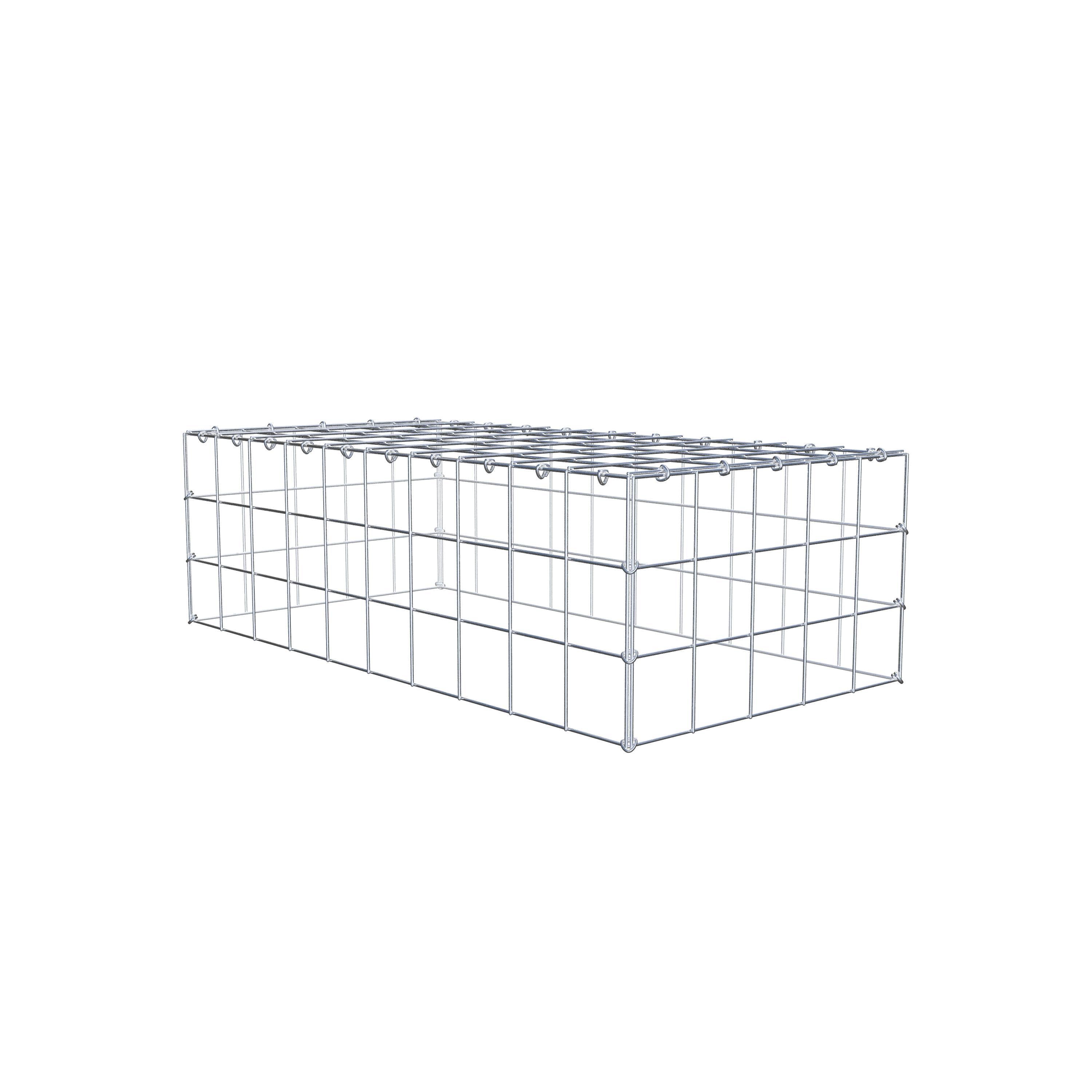 Typ 3 påbyggnadsgabion 100 cm x 30 cm x 50 cm (L x H x D), maskstorlek 10 cm x 10 cm, C-ring