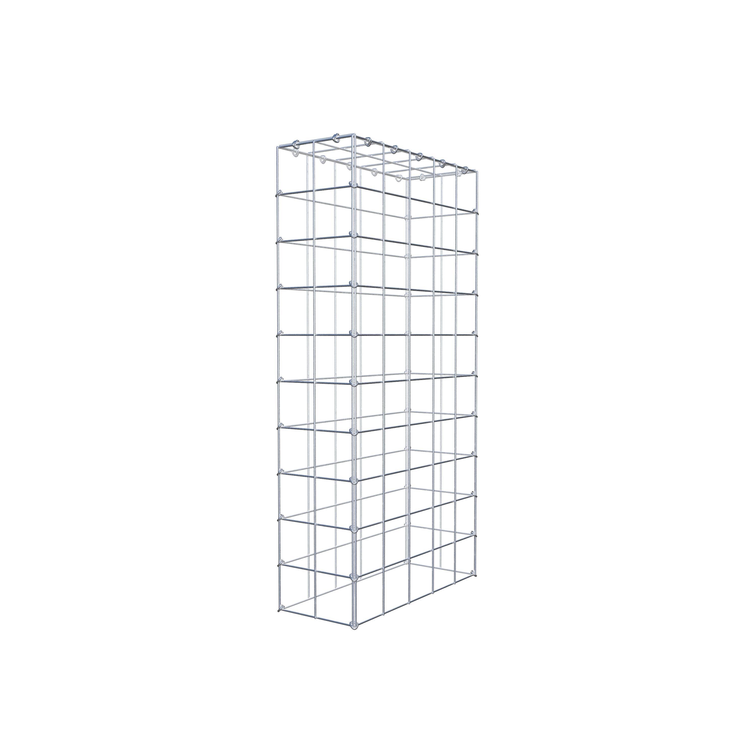 Typ 3 påbyggnadsgabion 100 cm x 50 cm x 20 cm (L x H x D), maskstorlek 10 cm x 10 cm, C-ring