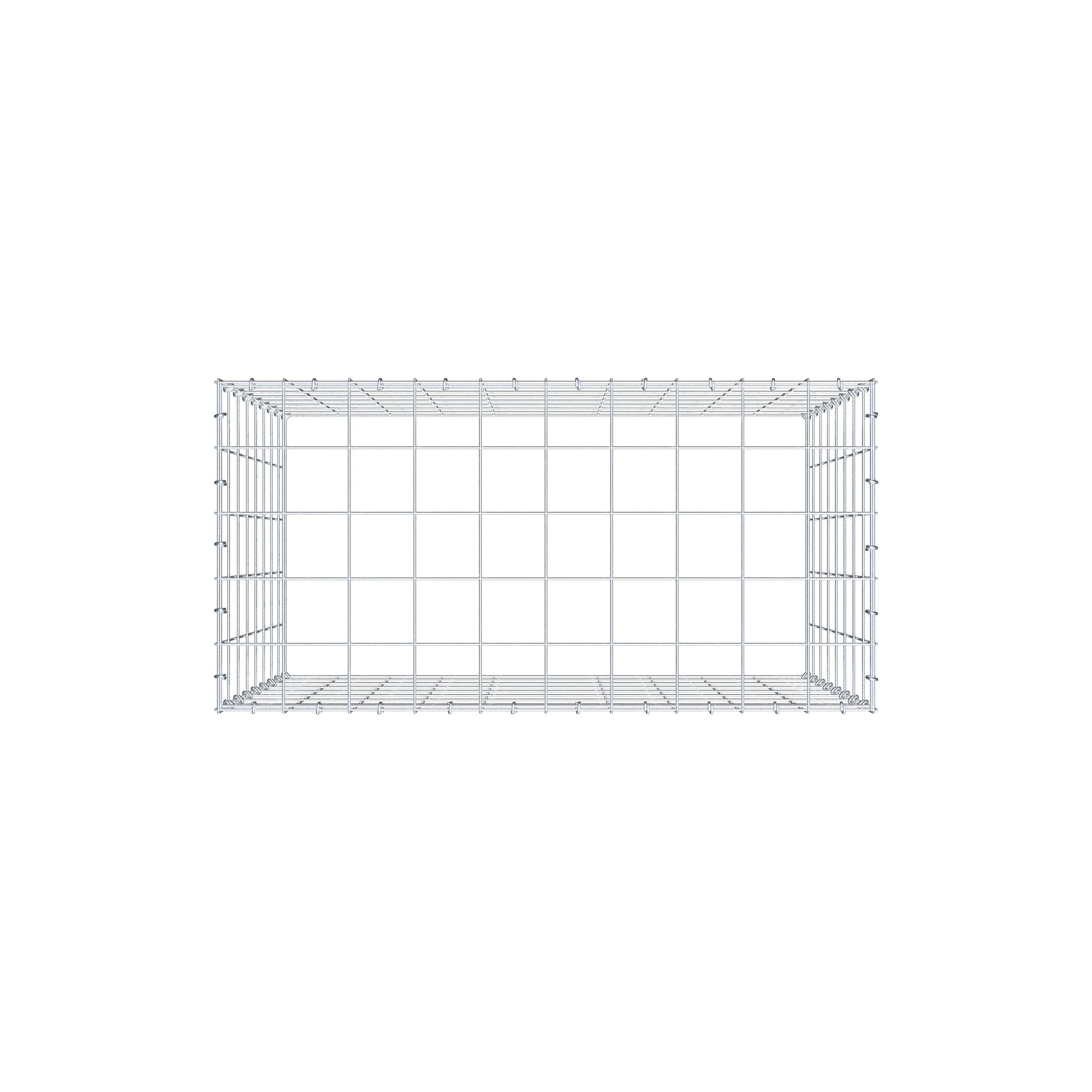 Monteret gabion type 3 100 cm x 80 cm x 50 cm (L x H x D), maskestørrelse 10 cm x 10 cm, C-ring