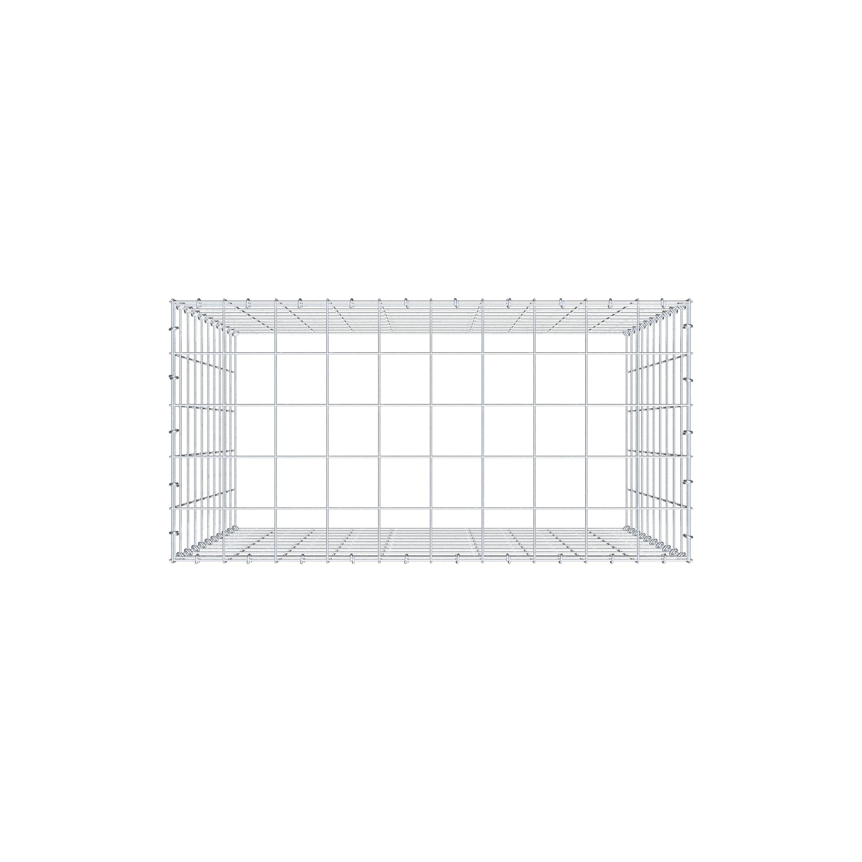 Opbouw schanskorf type 3 100 cm x 100 cm x 50 cm (L x H x D), maaswijdte 10 cm x 10 cm, C-ring