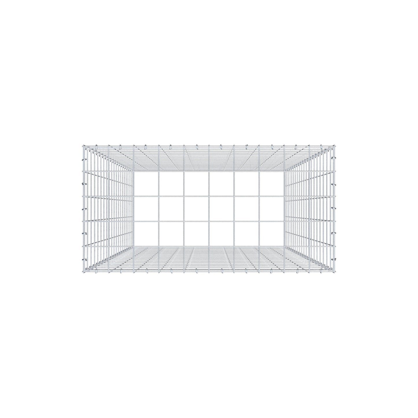 Monteret gabion type 3 200 cm x 100 cm x 50 cm (L x H x D), maskestørrelse 10 cm x 10 cm, C-ring