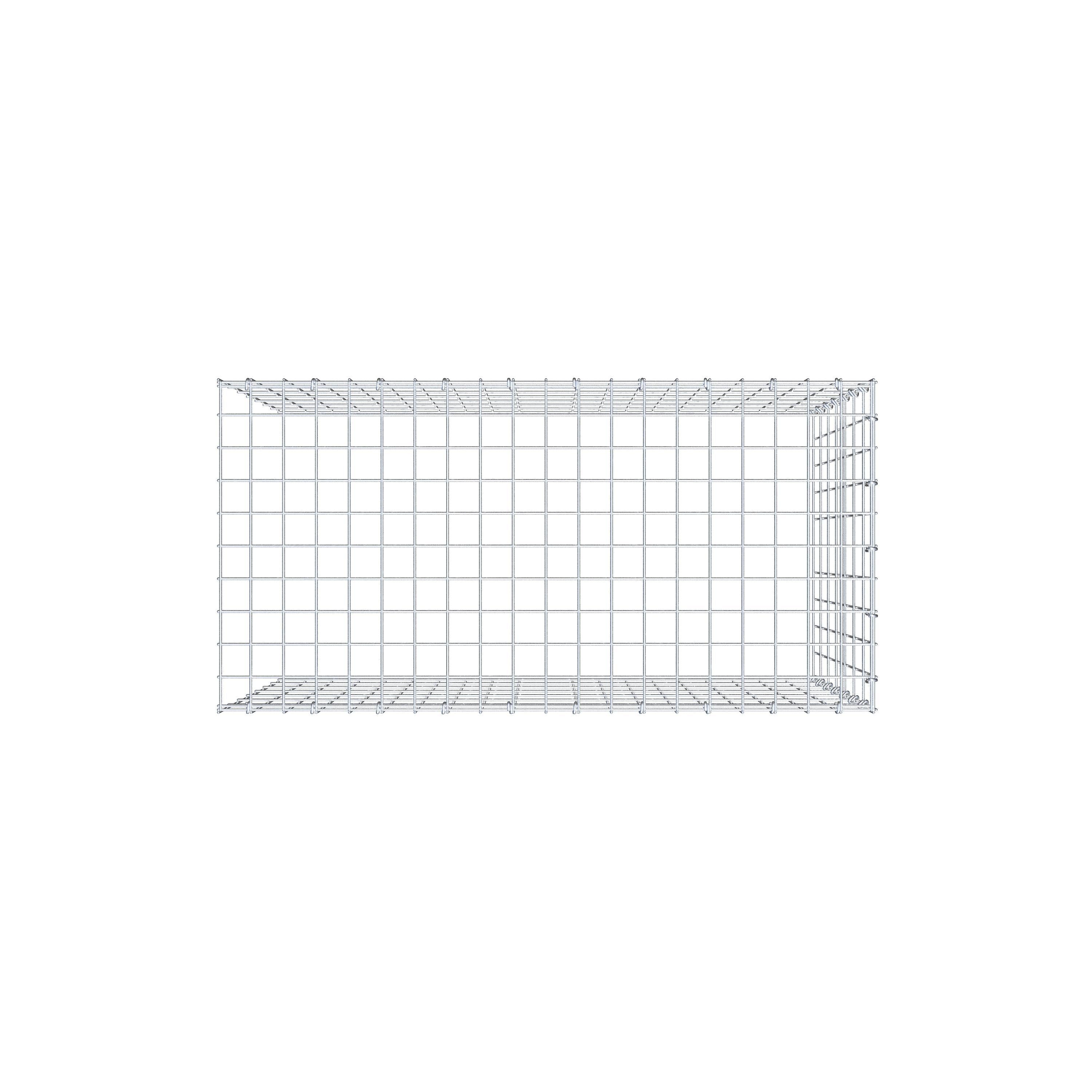 Monteret gabion type 4 100 cm x 70 cm x 50 cm (L x H x D), maskestørrelse 5 cm x 10 cm, C-ring