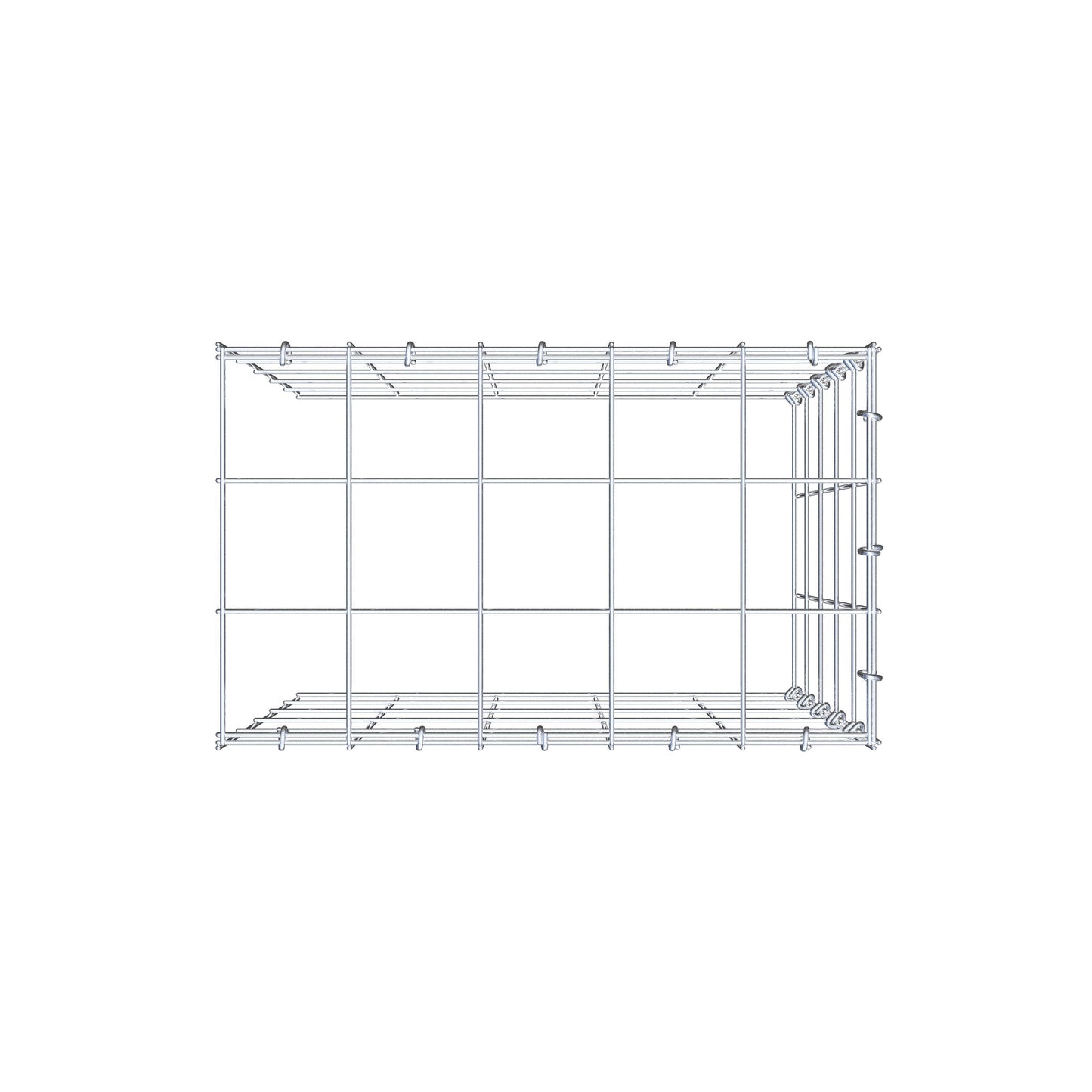 Monteret gabion type 4 50 cm x 50 cm x 30 cm (L x H x D), maskestørrelse 10 cm x 10 cm, C-ring