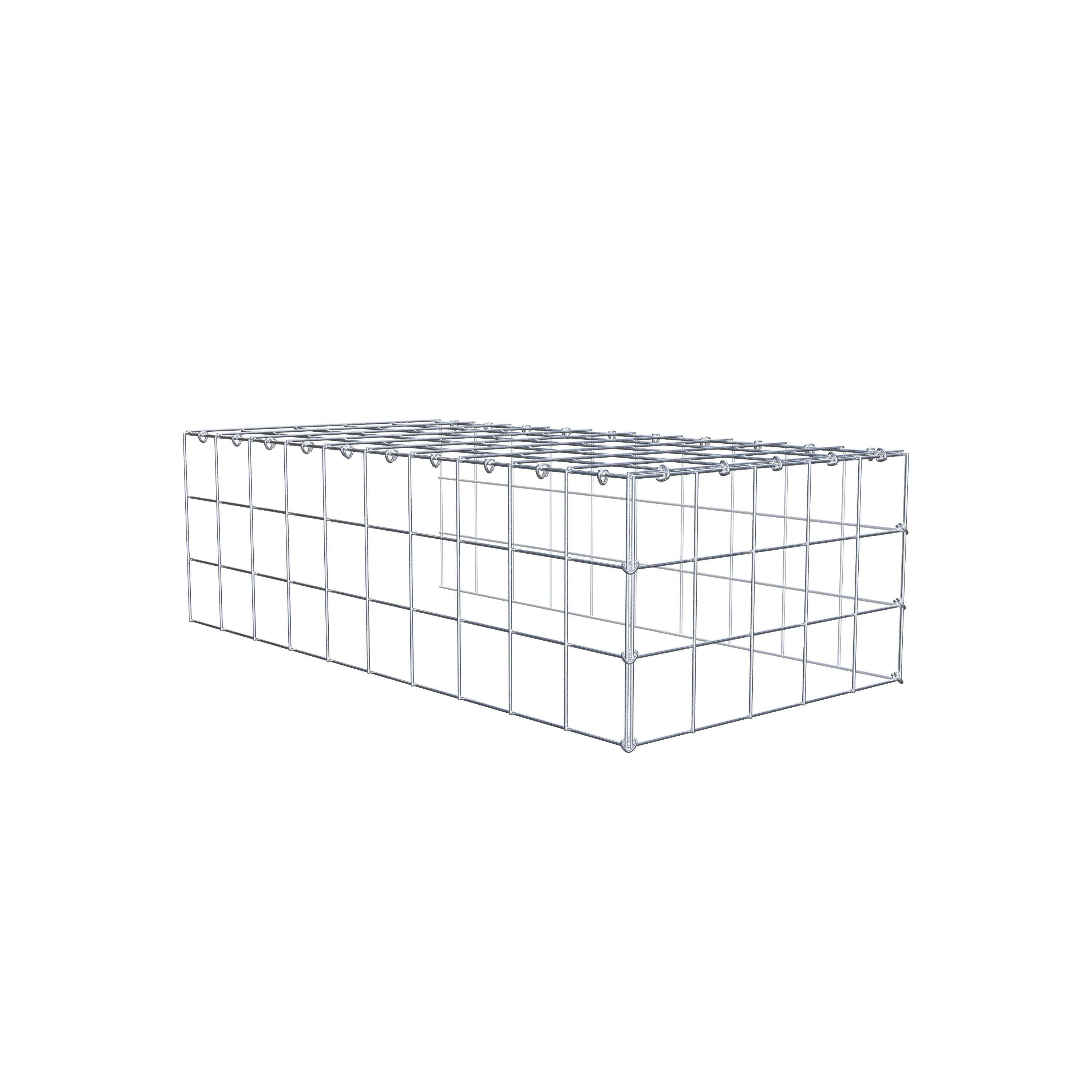 Monteret gabion type 4 100 cm x 30 cm x 50 cm (L x H x D), maskestørrelse 10 cm x 10 cm, C-ring