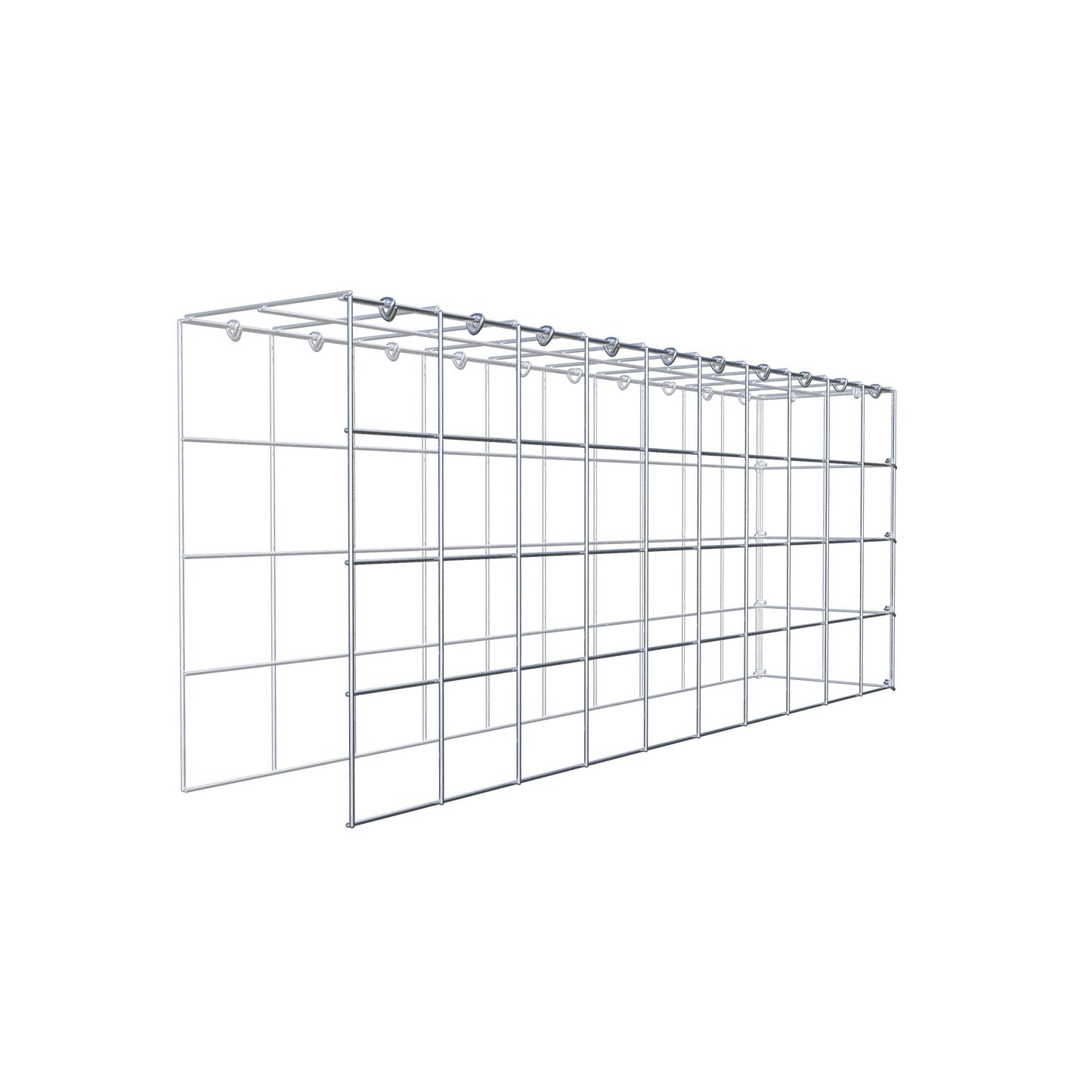 Mounted gabion type 4 100 cm x 40 cm x 20 cm (L x H x D), mesh size 10 cm x 10 cm, C-ring