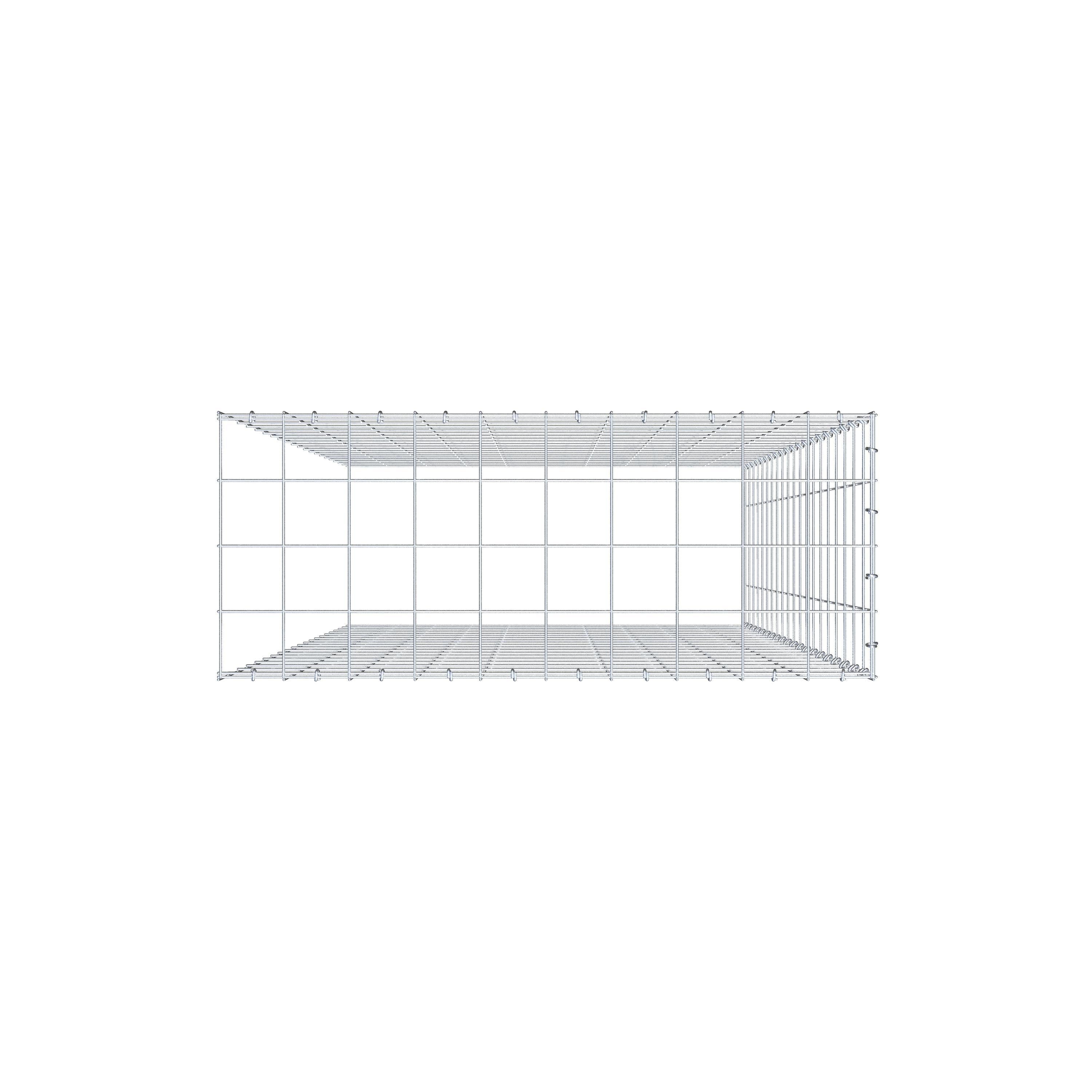 Monteret gabion type 4 200 cm x 100 cm x 40 cm (L x H x D), maskestørrelse 10 cm x 10 cm, C-ring