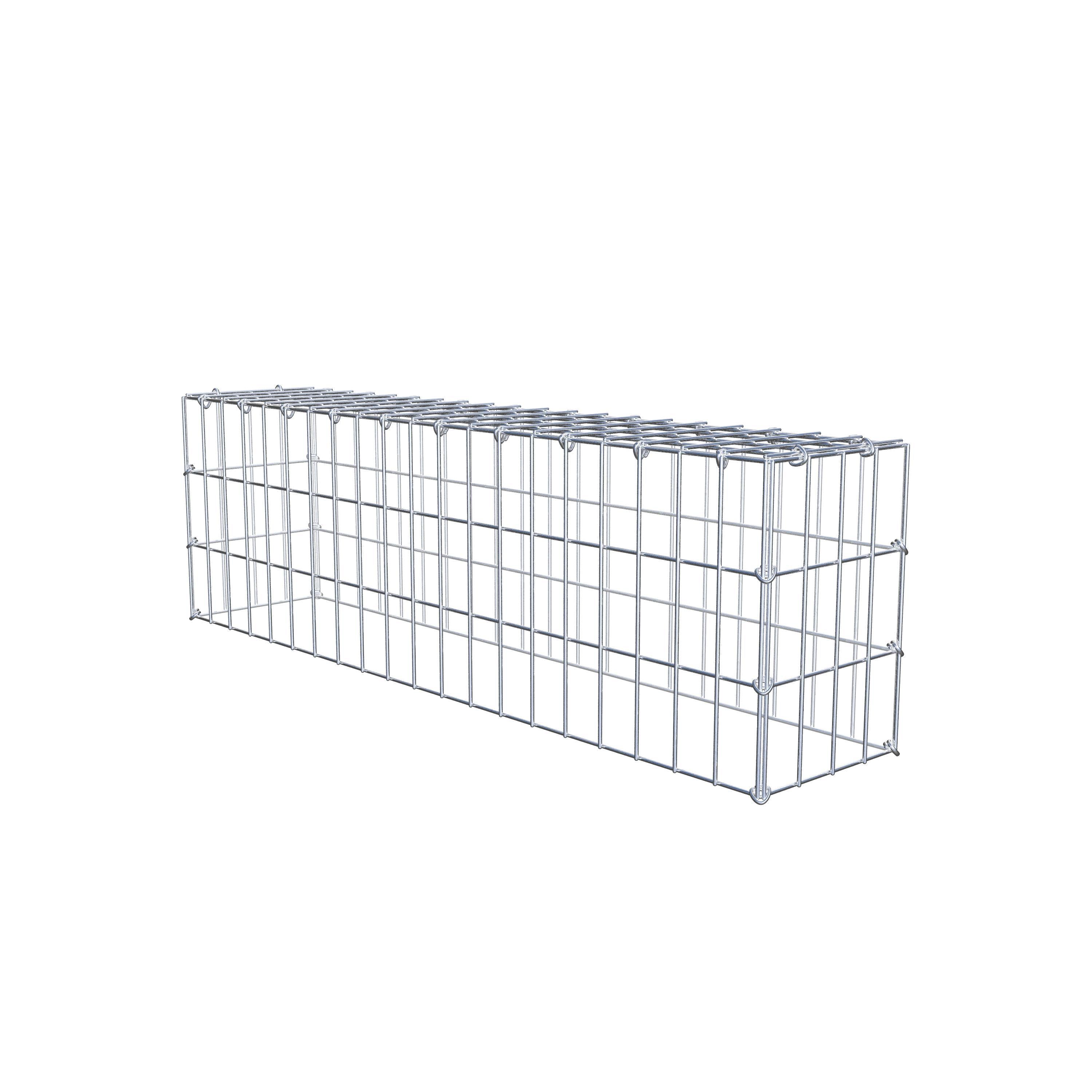 Typ 3 påbyggnadsgabion 100 cm x 30 cm x 20 cm (L x H x D), maskstorlek 5 cm x 10 cm, C-ring