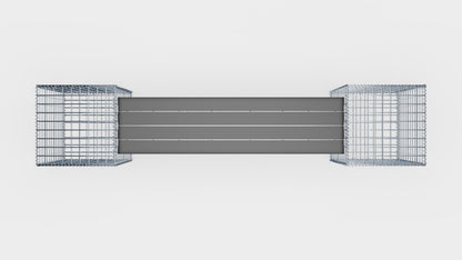 Gabionbänk med 2 spiralgabioner, 205 cm långa x 60 cm höga x 40 cm djupa, galvaniserade, MW 5 x 5 cm, med återvunnen topp i antracit