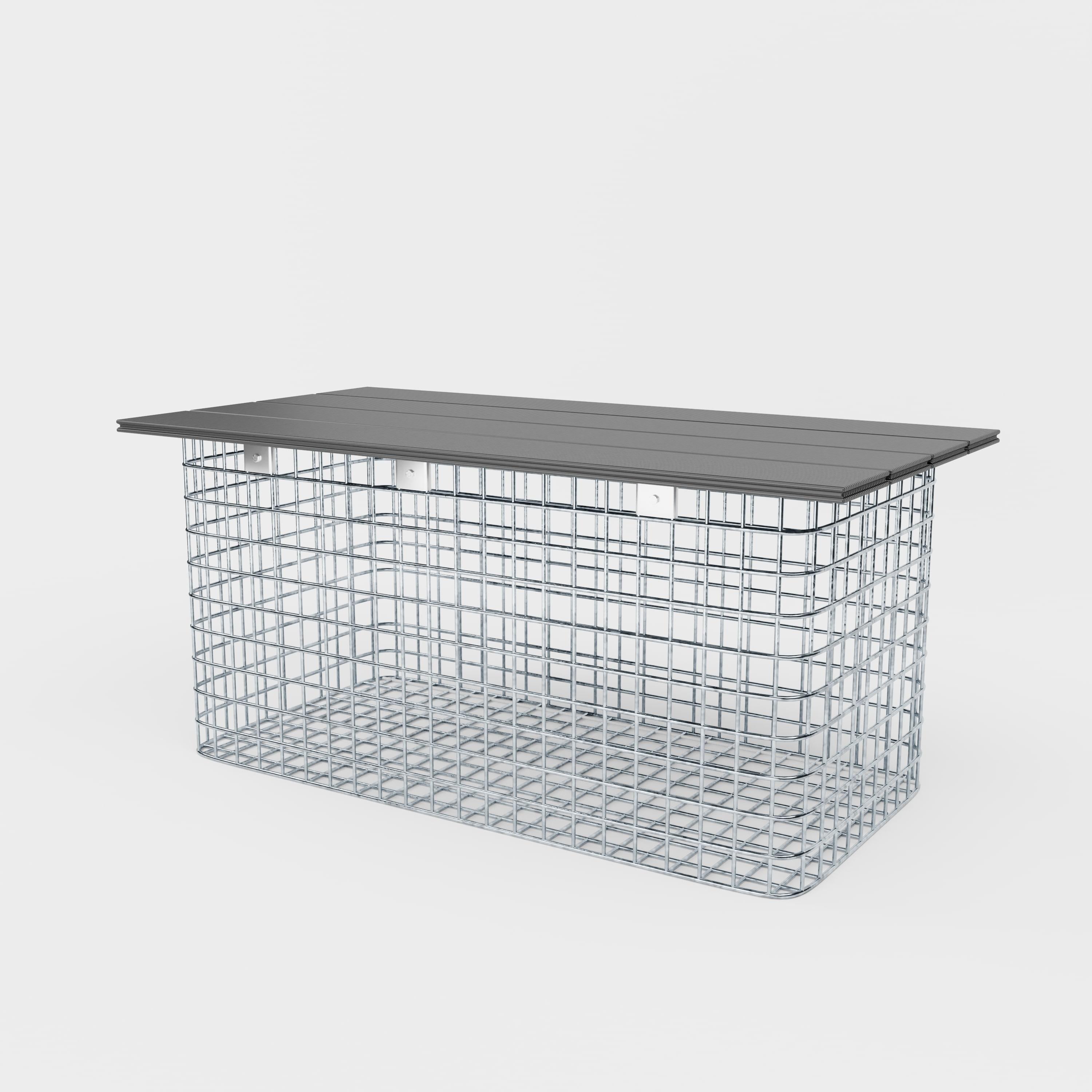 Banco de jardim 102 x 50 x 52 cm MW 5 x 5 cm galvanizado a quente, com capa reciclada em antracite