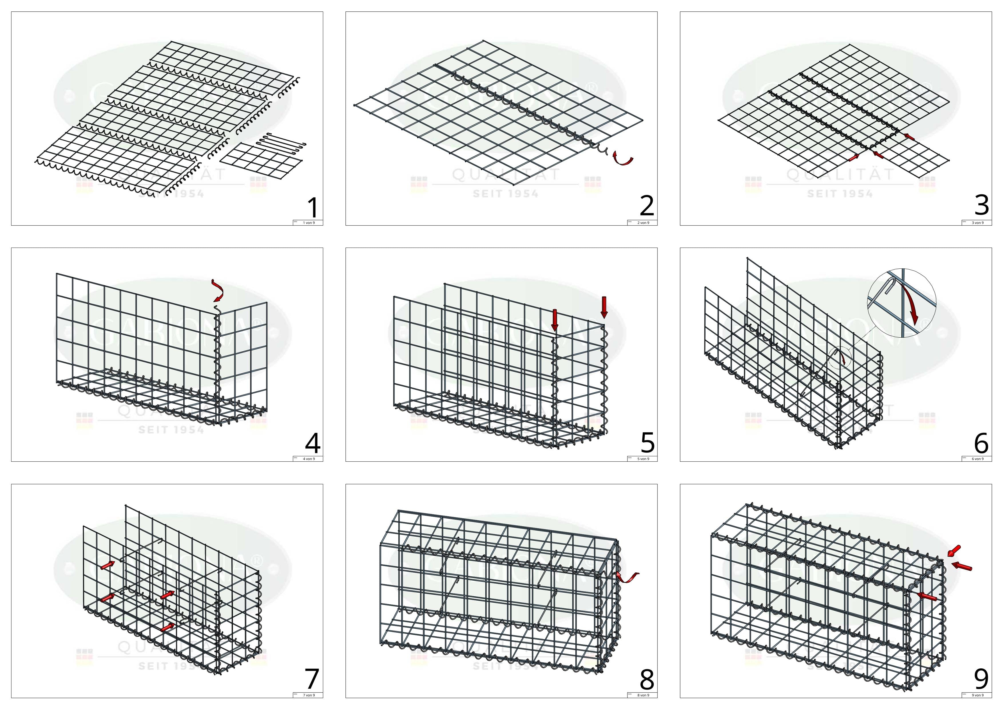 Gabião tipo 2 100 cm x 20 cm x 20 cm (C x A x P), malhagem 10 cm x 10 cm, espiral