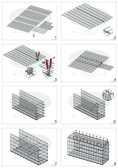 Mounted gabion type 2 200 cm x 100 cm x 40 cm, mesh size 5 cm x 10 cm, C-ring