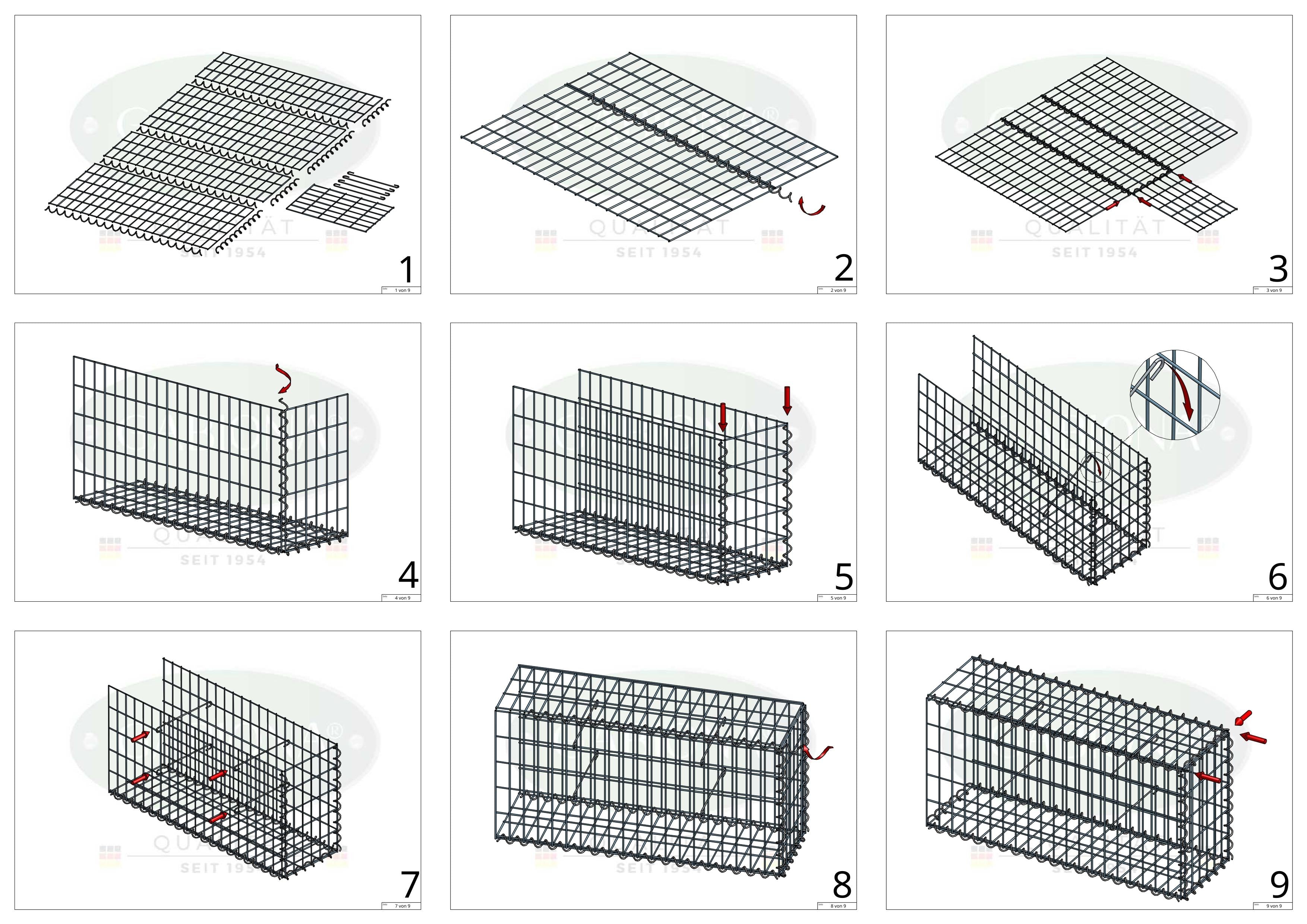 Gabião tipo 2 100 cm x 20 cm x 30 cm (C x A x P), malhagem 5 cm x 10 cm, espiral