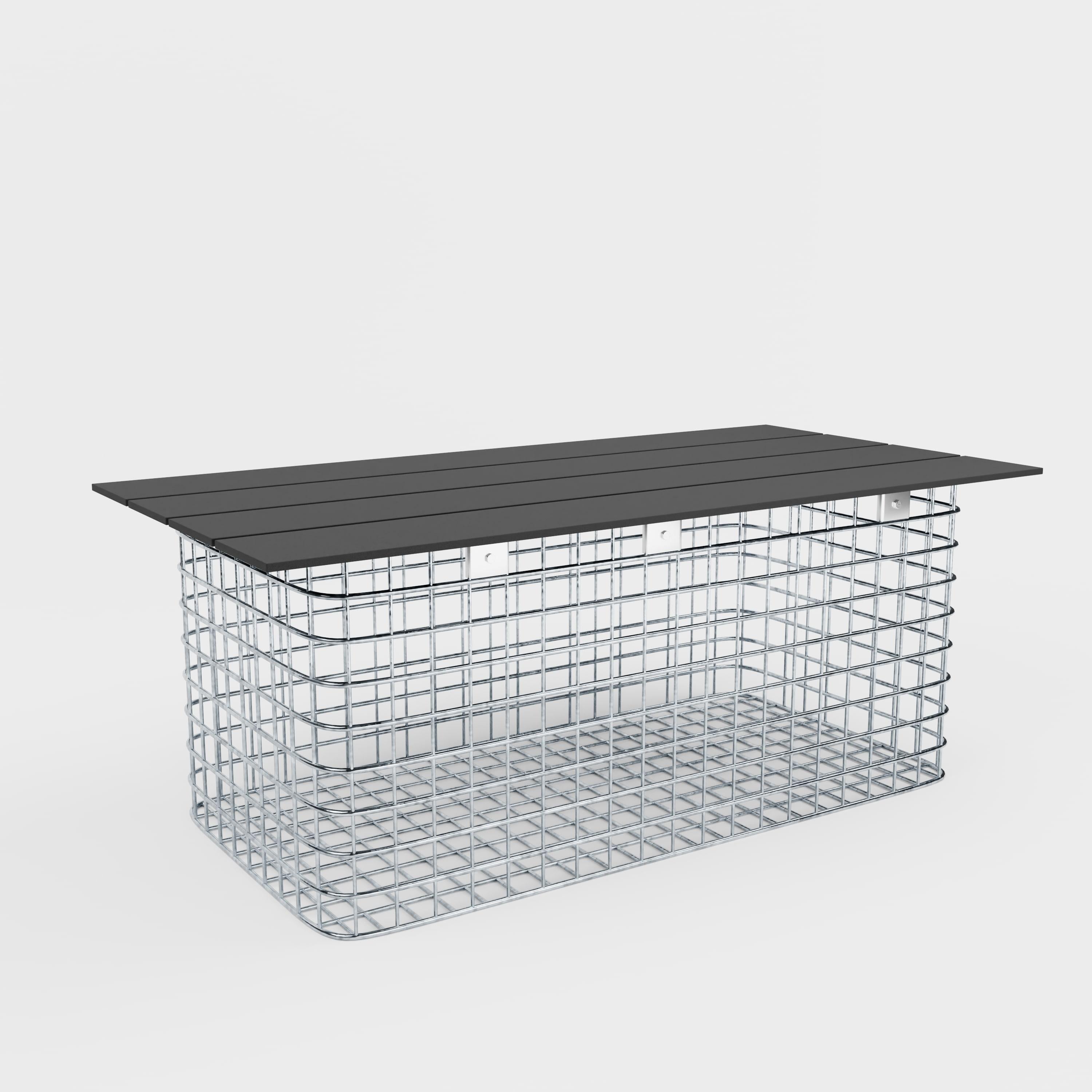 Havebænk 102 x 45 x 52 cm MW 5 x 5 cm varmgalvaniseret, med genbrugsdæksel i antracit