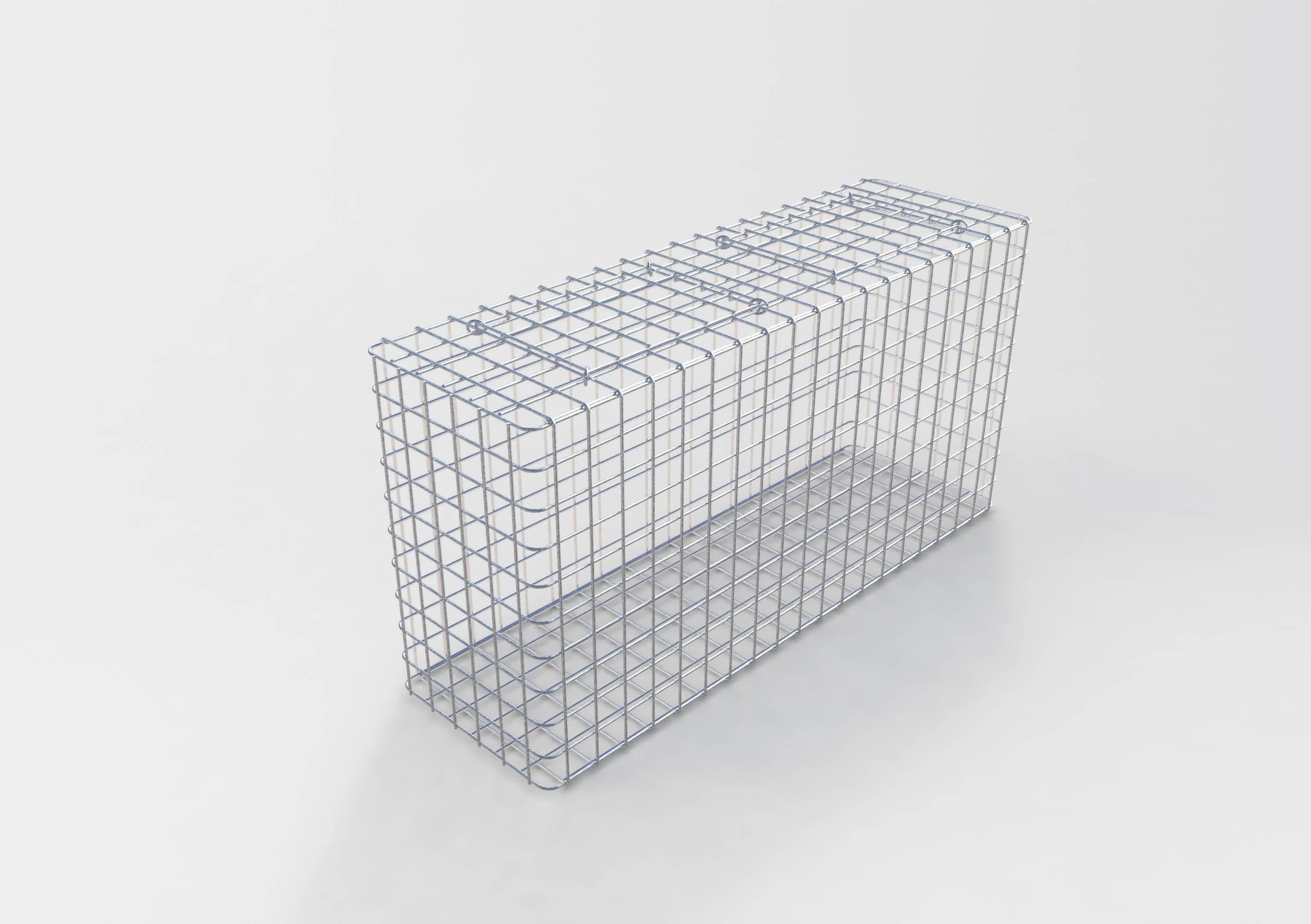 Gabião galvanizado a quente 102 cm x 52 cm x 32 cm, malhagem 5 cm x 5 cm, totalmente soldado