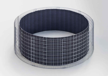 Rond verhoogd bed, buitendiameter 292 cm, hoogte 50 cm, maaswijdte 5 x 5 cm, wanddikte 15 cm