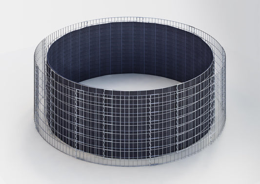 Lecho elevado redondo, diámetro exterior 412 cm, altura 80 cm, malla 5 x 10 cm, espesor de pared 15 cm