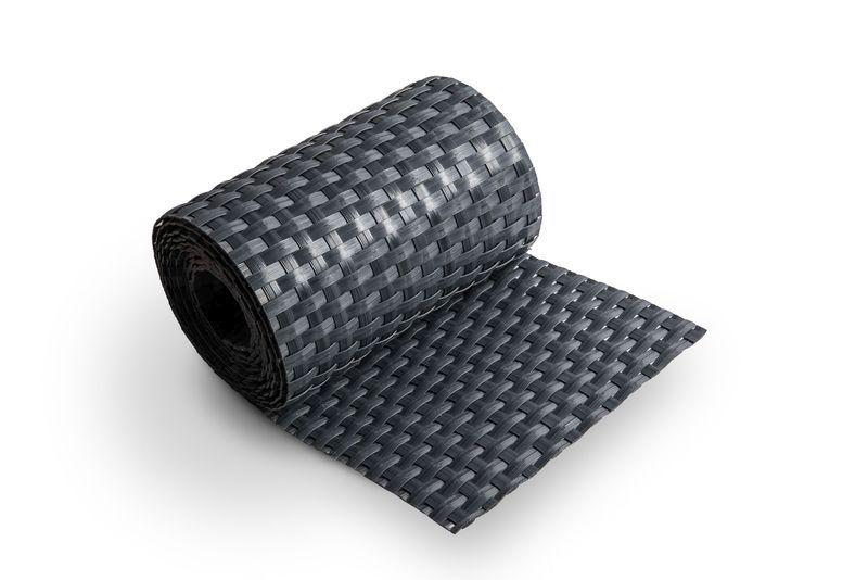 Polyrattan privacy strips in anthracite MW 5 x 10 cm - 500 cm length