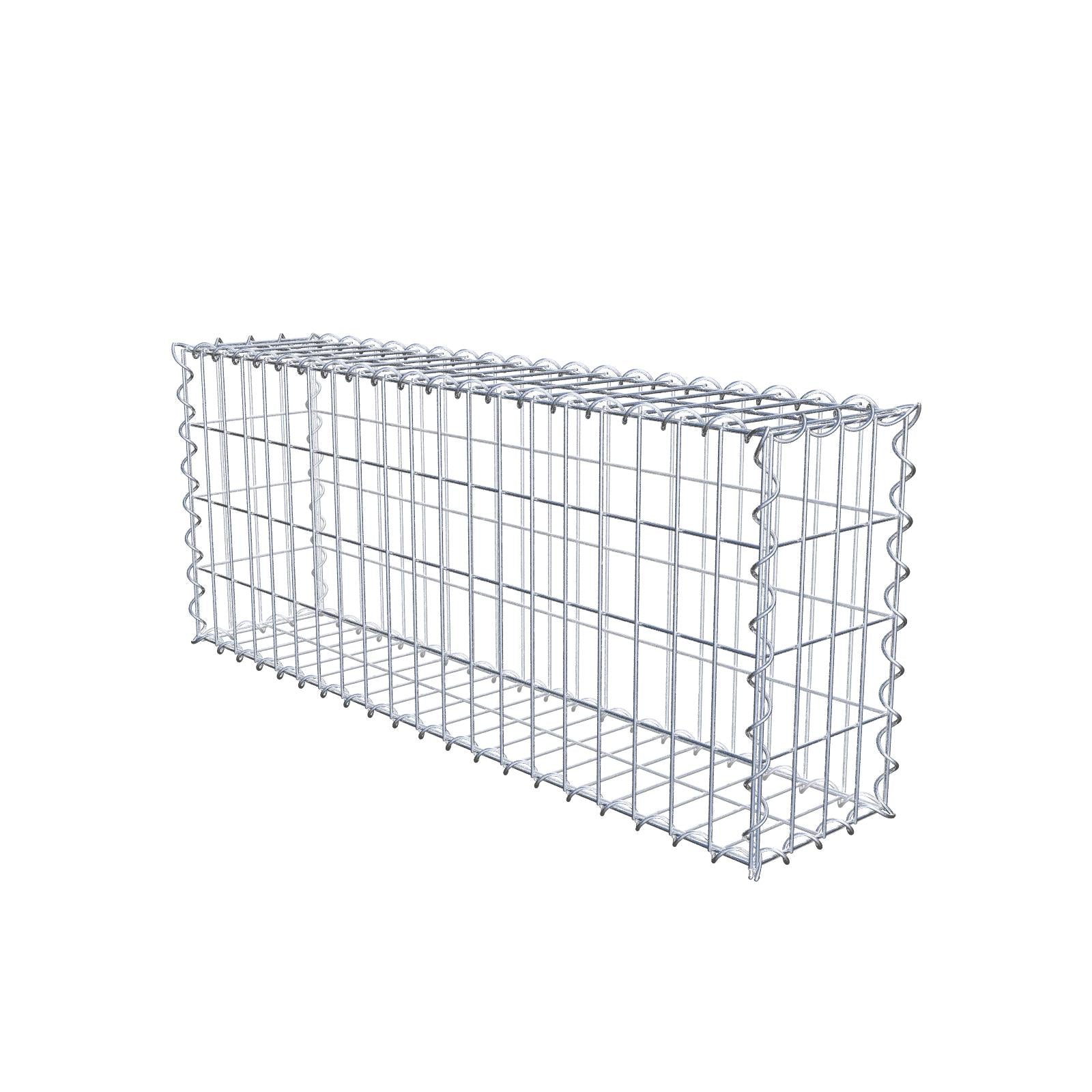 Sats med 2 gabioner 100 cm x 40 cm x 20 cm (L x H x D), maskstorlek 5 x 10 cm, spiral