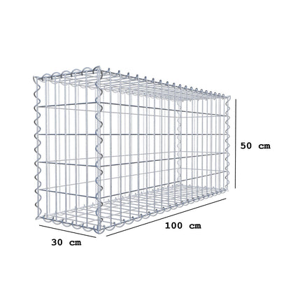 Set of 2 gabions 100 cm x 50 cm x 30 cm (L x H x D), mesh size 5 x 10 cm, spiral