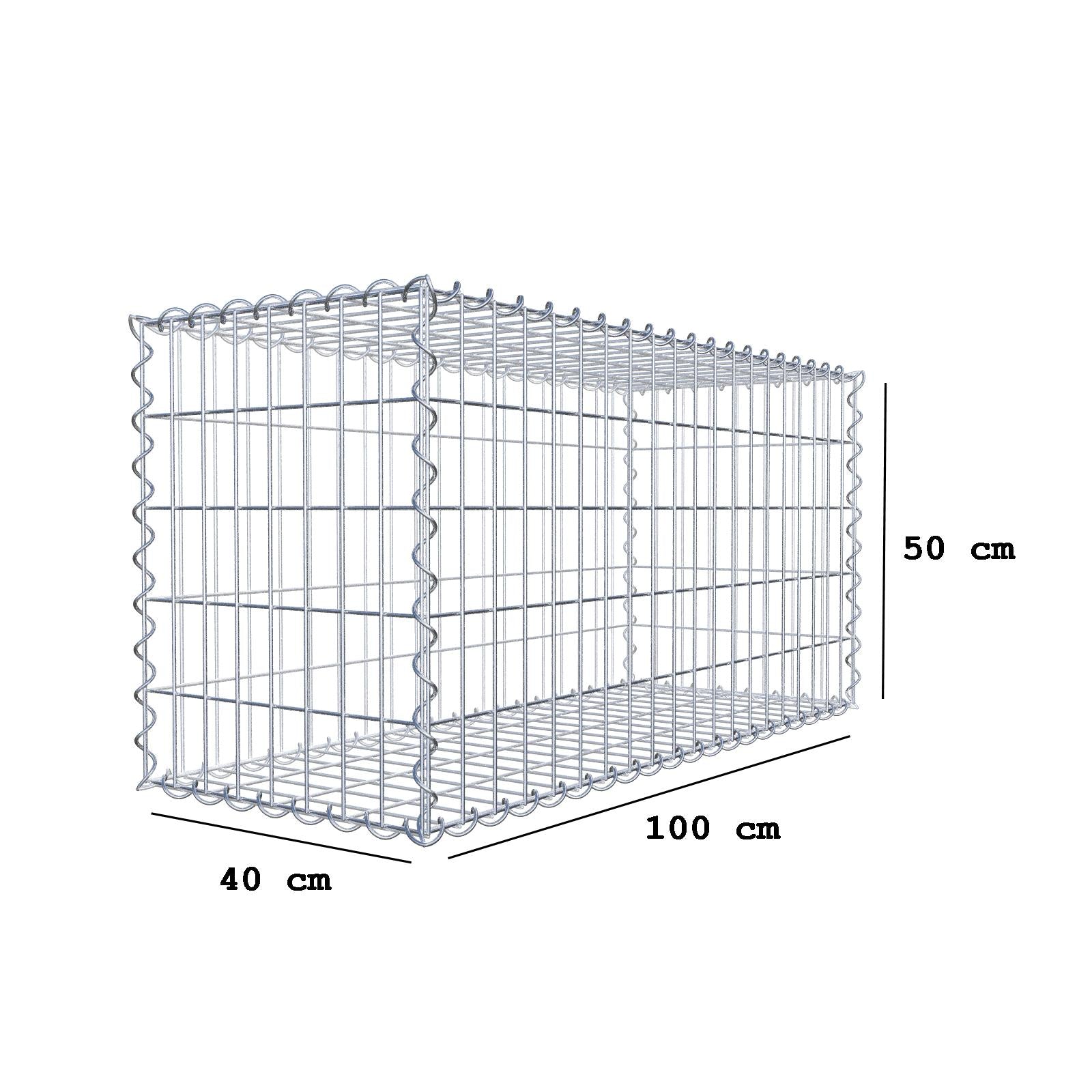 Juego de 2 gaviones de 100 cm x 50 cm x 40 cm (largo x alto x fondo), malla de 5 x 10 cm, en espiral