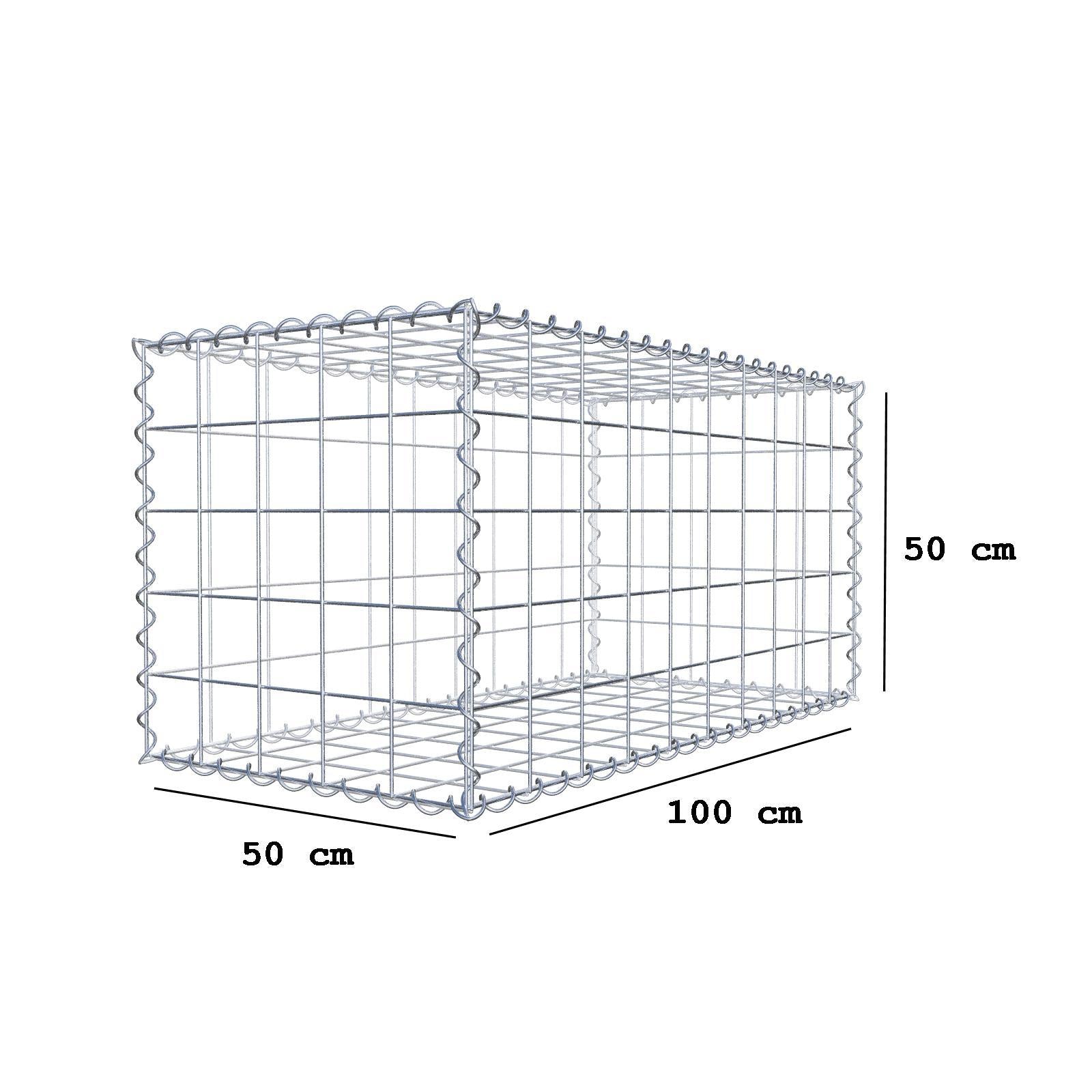 Sats med 2 gabioner 100 cm x 50 cm x 50 cm (L x H x D), maskstorlek 10 x 10 cm, spiral
