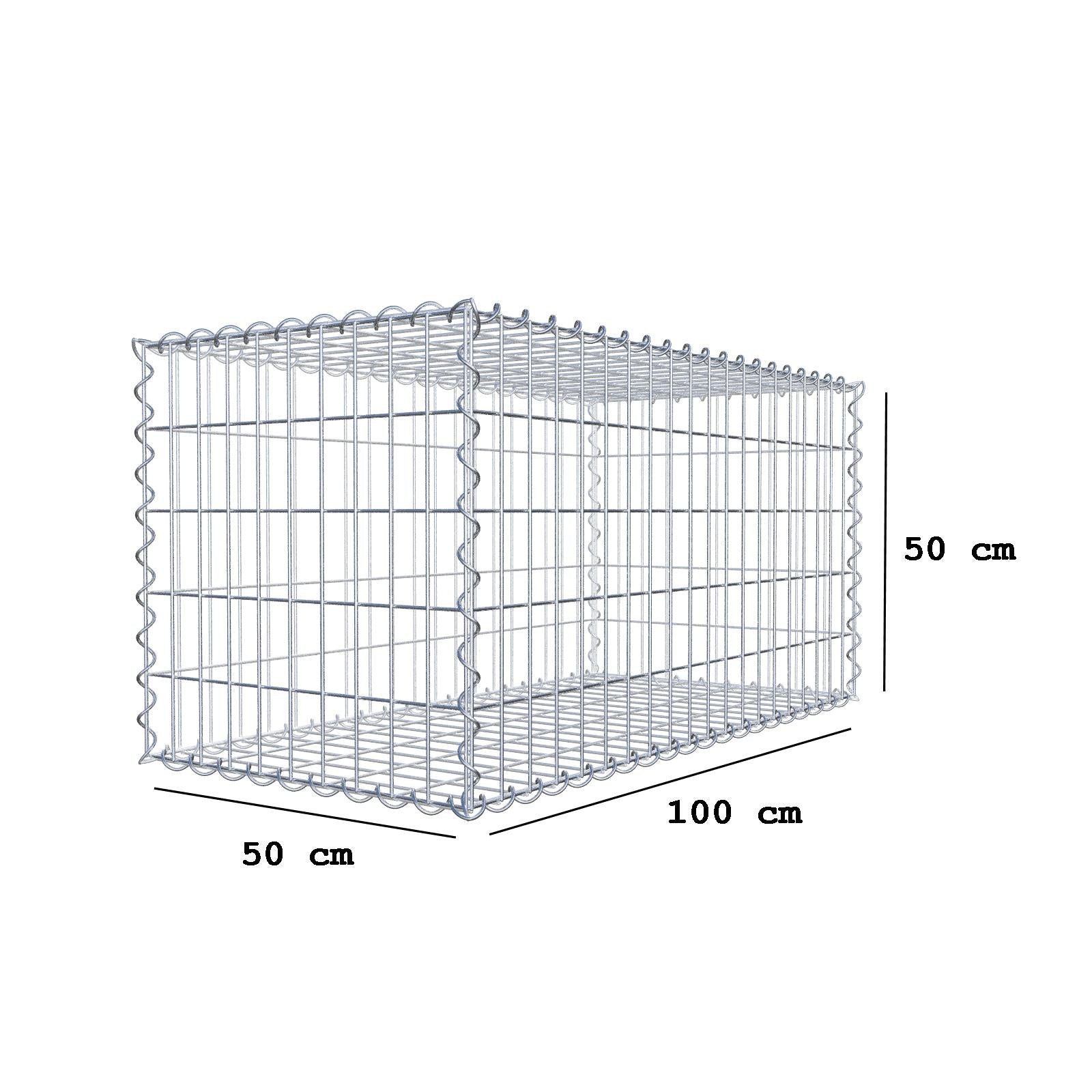 Sats med 2 gabioner 100 cm x 50 cm x 50 cm (L x H x D), maskstorlek 5 x 10 cm, spiral