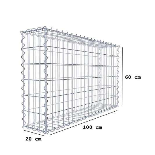 Lot de 2 gabions 100 cm x 60 cm x 20 cm (L x H x P), mailles 5 x 10 cm, spirale
