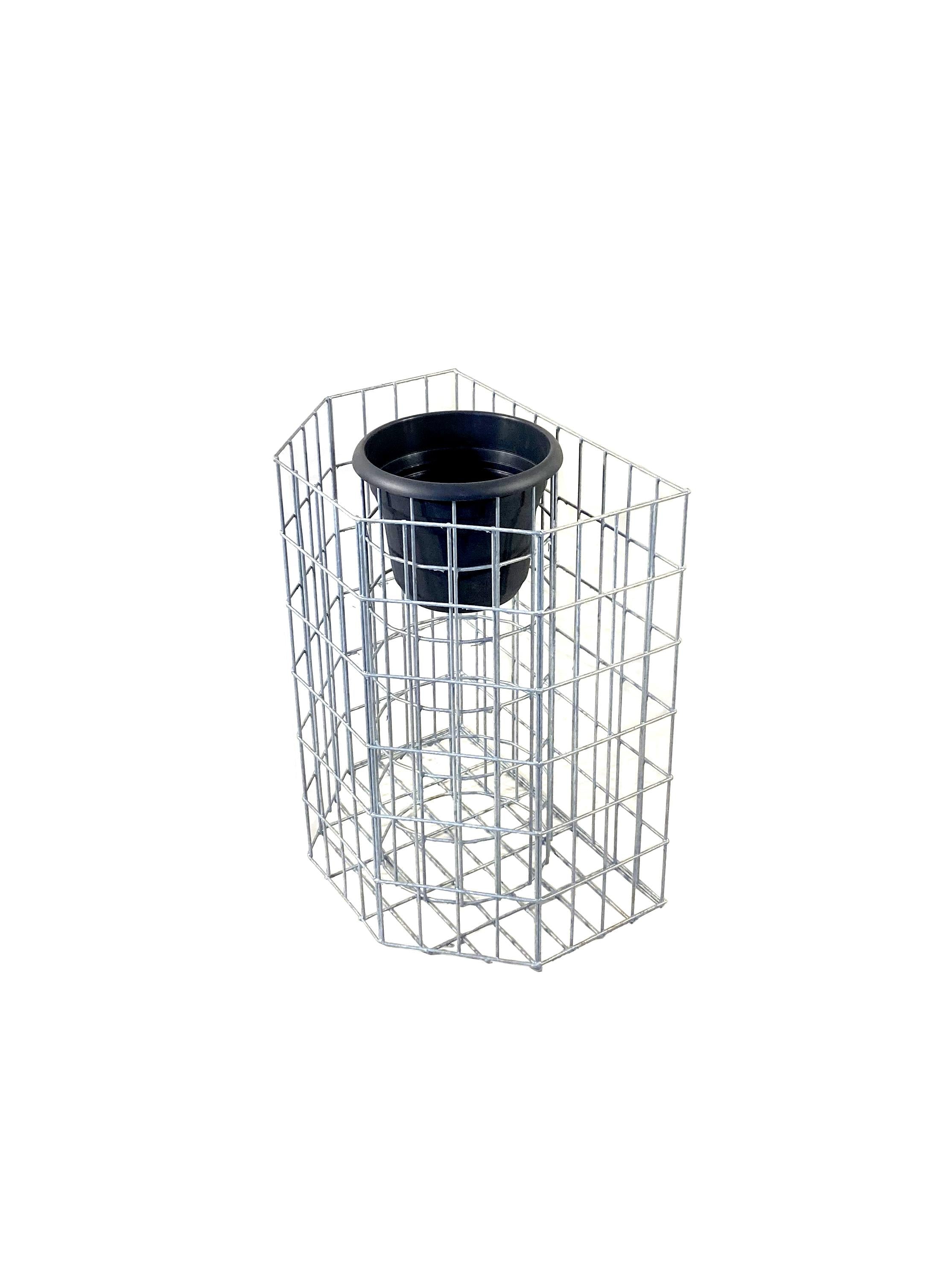 Half octagonal flower column, height 62 cm, MW 5 x 10 cm, hot-dip galvanized including pot