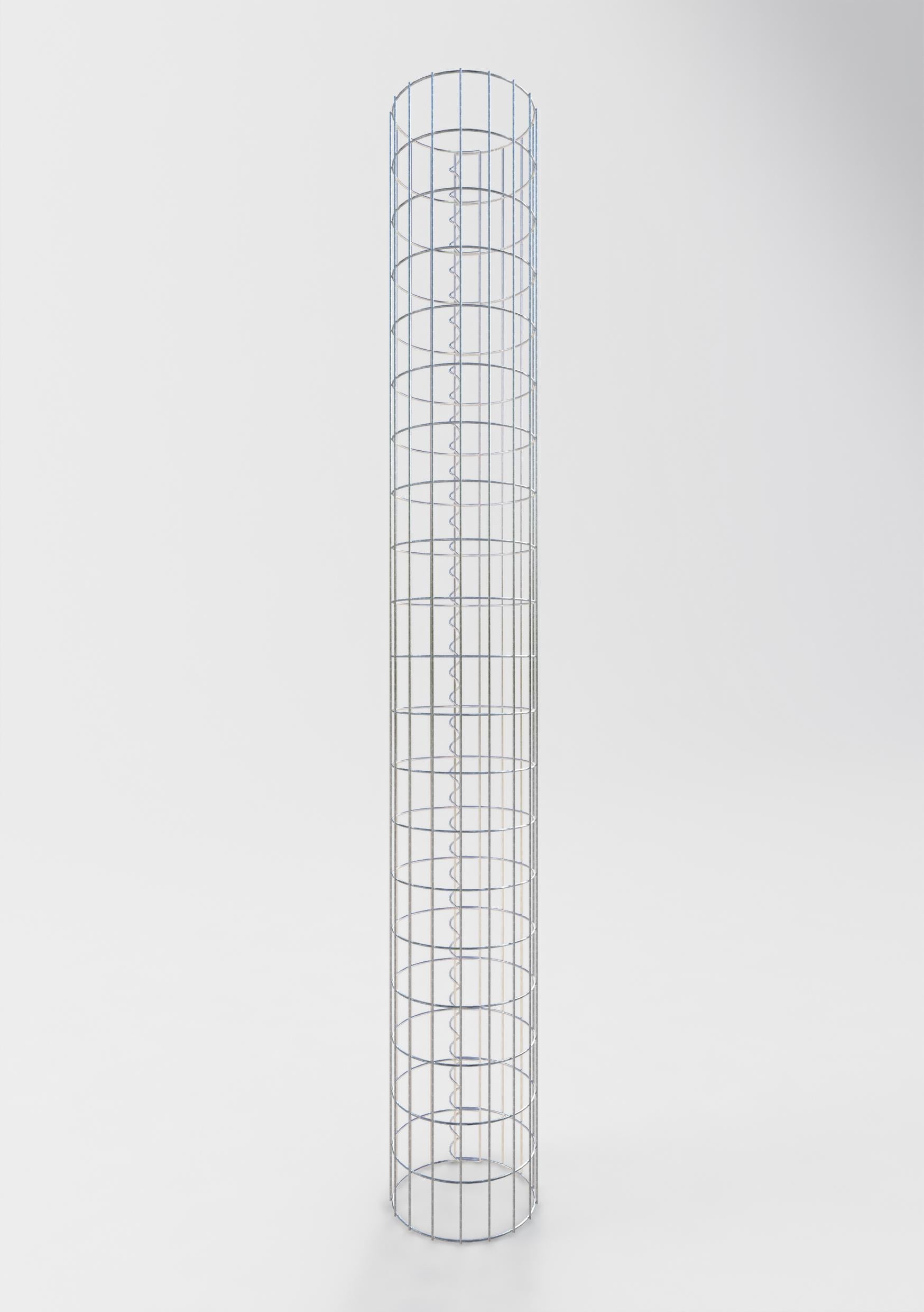 Gabion column around 27 cm diameter, 200 cm height, mesh size 5 cm x 10 cm