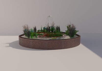 Tanque elevado de gabiões, redondo, diâmetro exterior 442 cm, altura 50 cm, dimensão da malha 5 x 5 cm, espessura da parede 15 cm