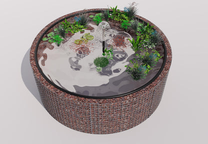 Gabion raised pond round, outer diameter 232 cm, height 80 cm, mesh size 5 x 5 cm, wall thickness 15 cm