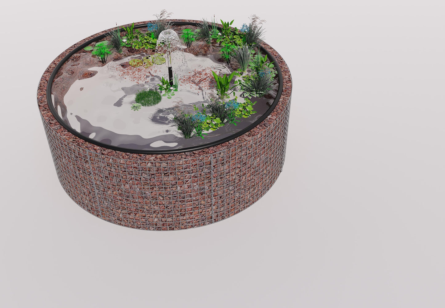 Gabion raised pond round, outer diameter 232 cm, height 80 cm, mesh size 5 x 5 cm, wall thickness 15 cm