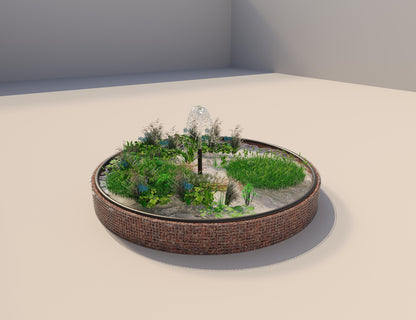 Gabion verhoogde vijver rond, buitendiameter 502 cm, hoogte 50 cm, maaswijdte 5 x 5 cm, wanddikte 15 cm